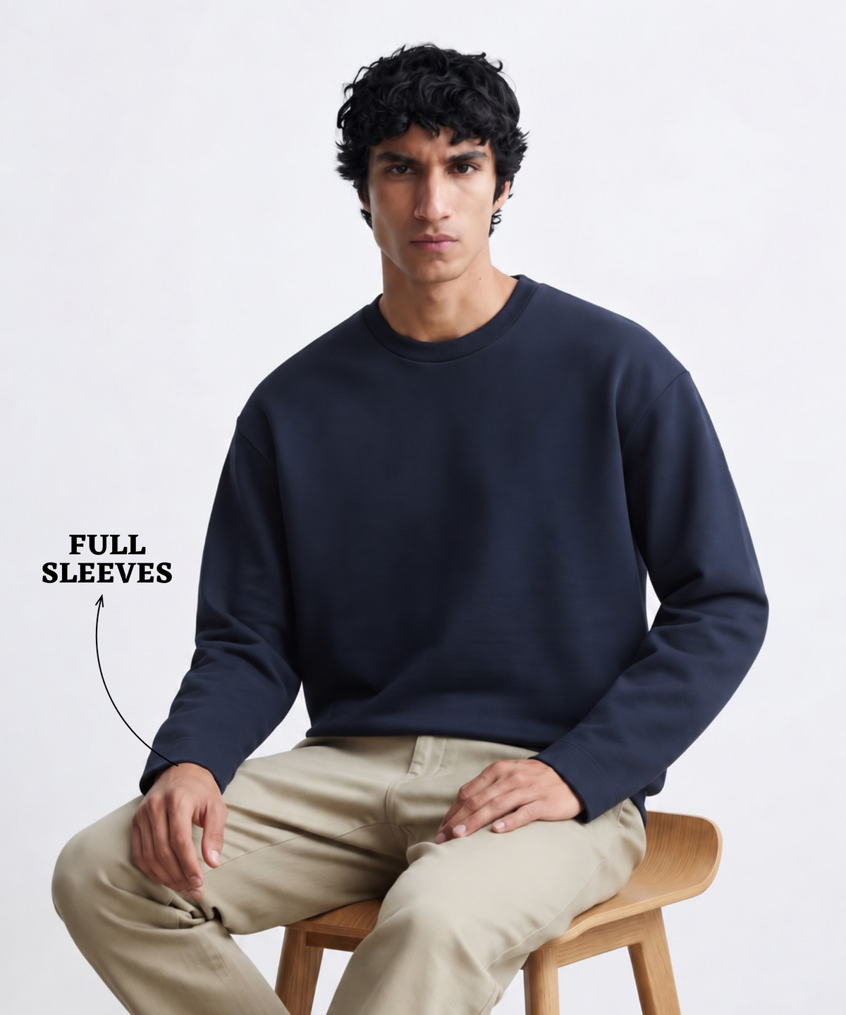 Denmonk Men's Imported Cotton Feel Fleece Full Sleeve SweatShirt | 380 GSM | Boxy Fit