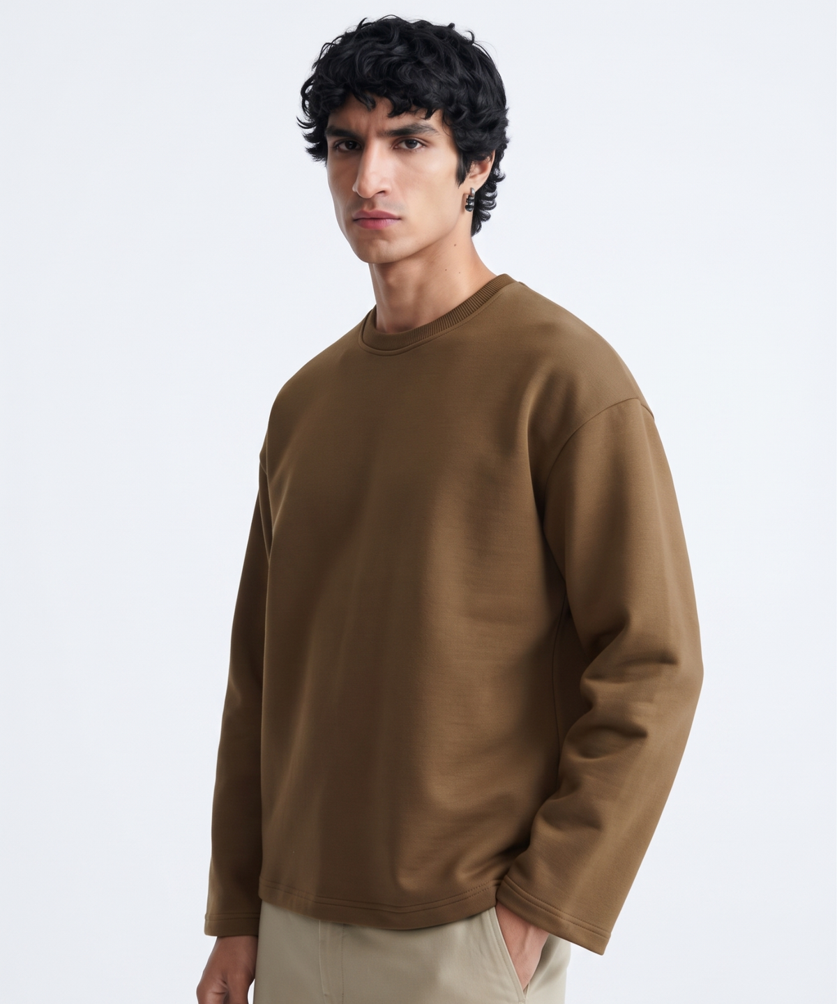 Denmonk Men's Imported Cotton Feel Fleece Full Sleeve SweatShirt | 380 GSM | Boxy Fit
