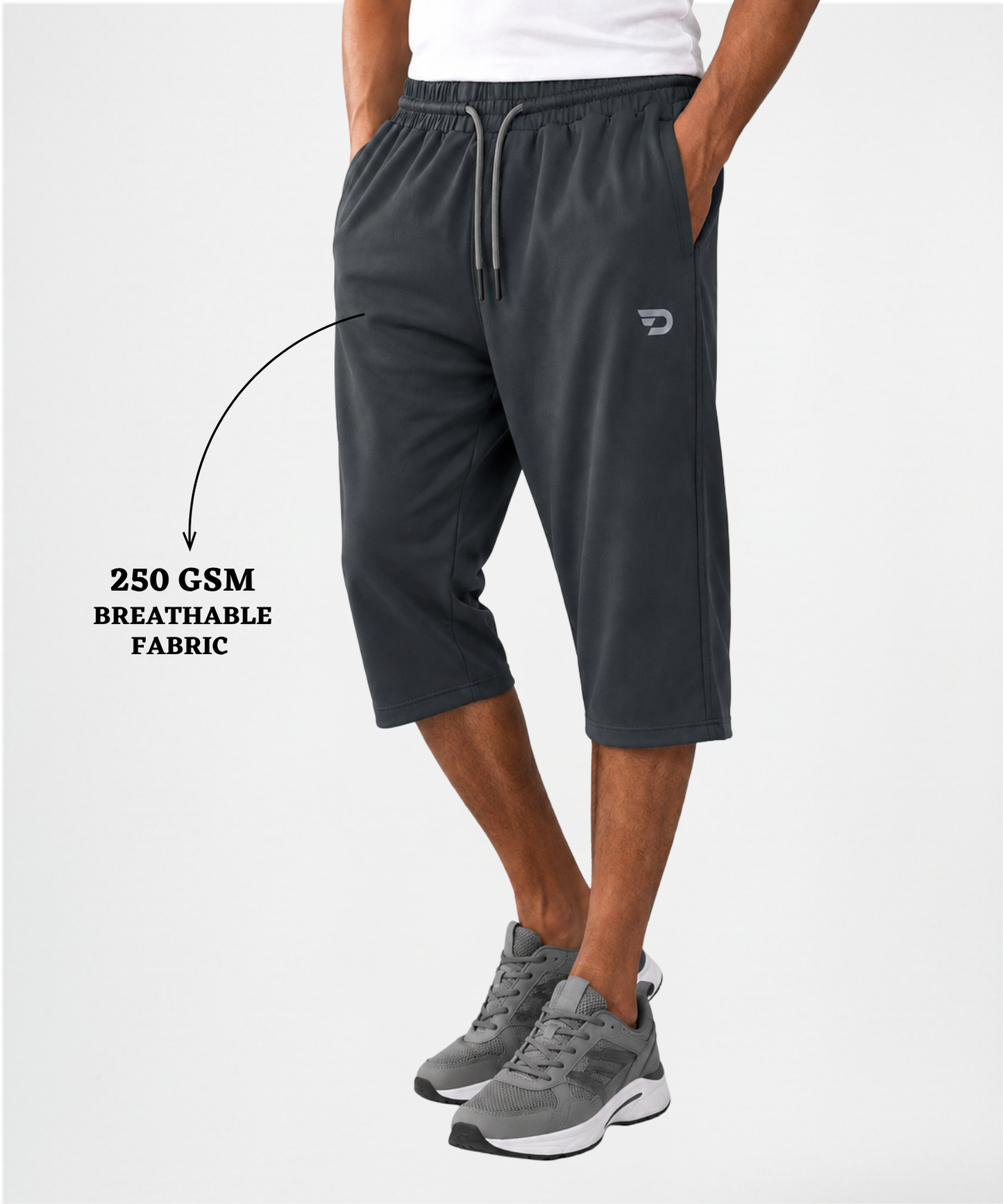 Men's Premium Imported Dobby Lycra Capri | 250 GSM | Both Side Zip Pockets | Regular Fit