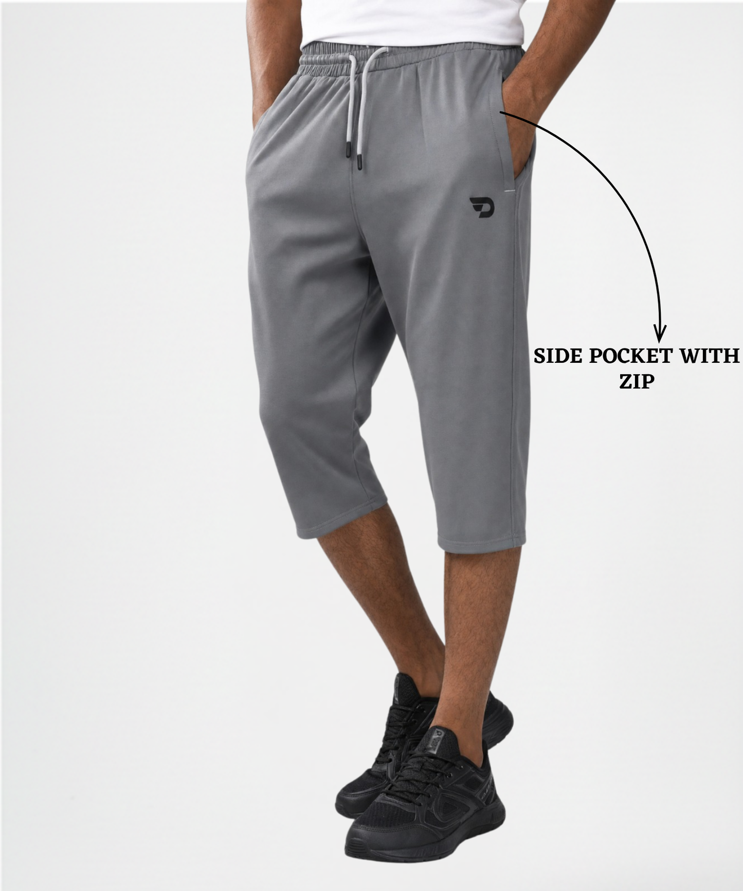 Men's Premium Imported Dobby Lycra Capri | 250 GSM | Both Side Zip Pockets | Regular Fit