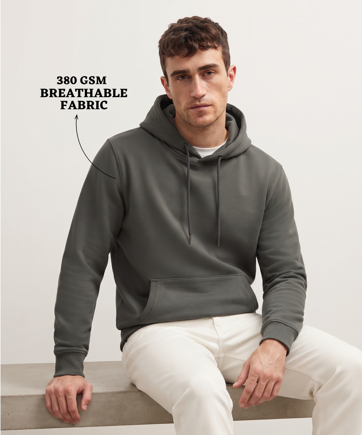 Denmonk Men's Imported Cotton Feel Fleece Hooded Sweatshirt | Full Sleeve Pullover Hoodie | 380 GSM | Regular Fit