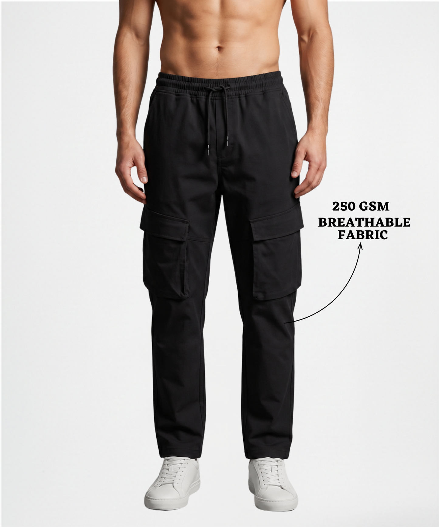 Men’s Premium Cotton Blend Lycra Comfort Fit Cargo Track Pants | 250 GSM | Multi-Pocket Casual Cargo