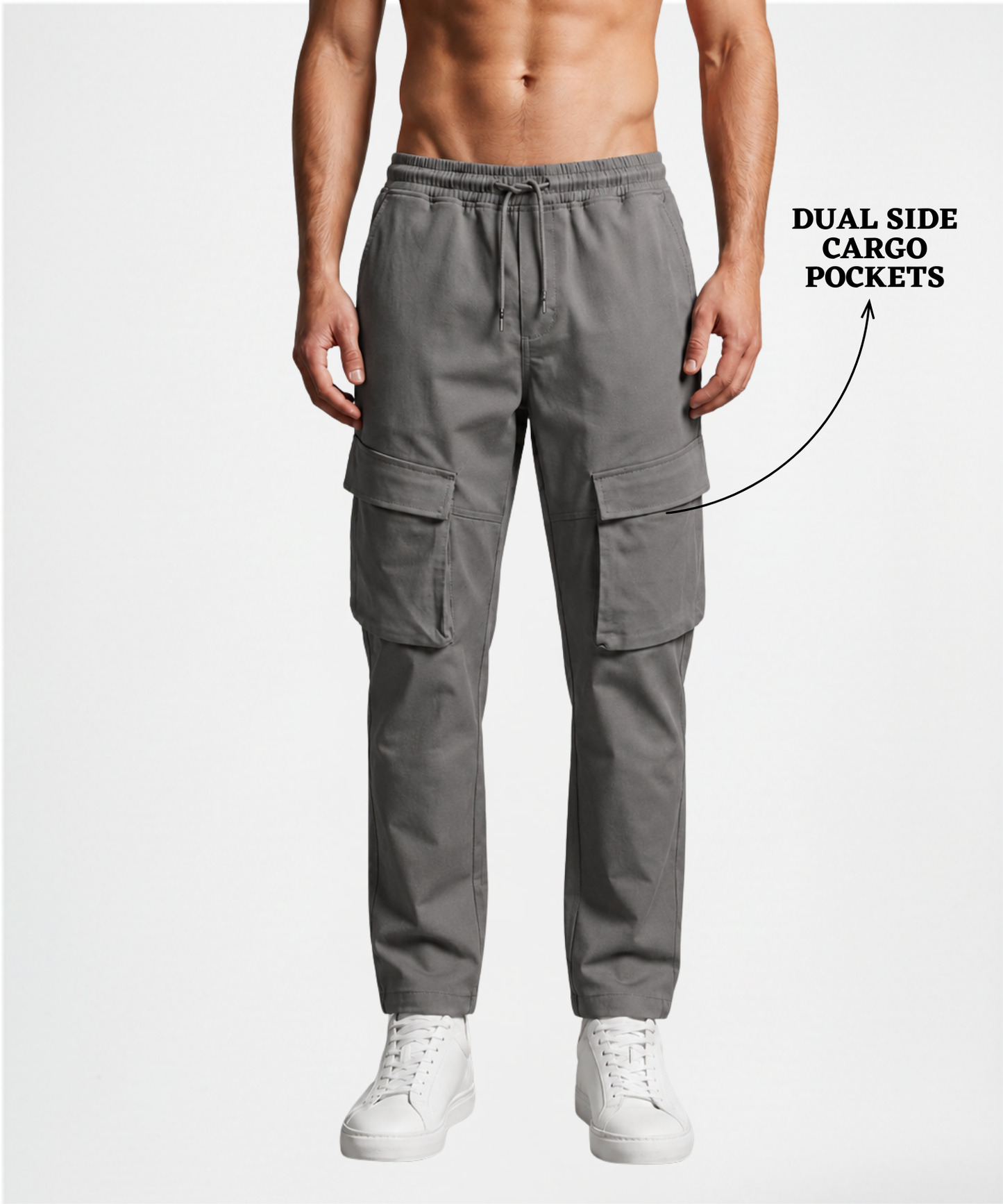 Men’s Premium Cotton Blend Lycra Comfort Fit Cargo Track Pants | 250 GSM | Multi-Pocket Casual Cargo