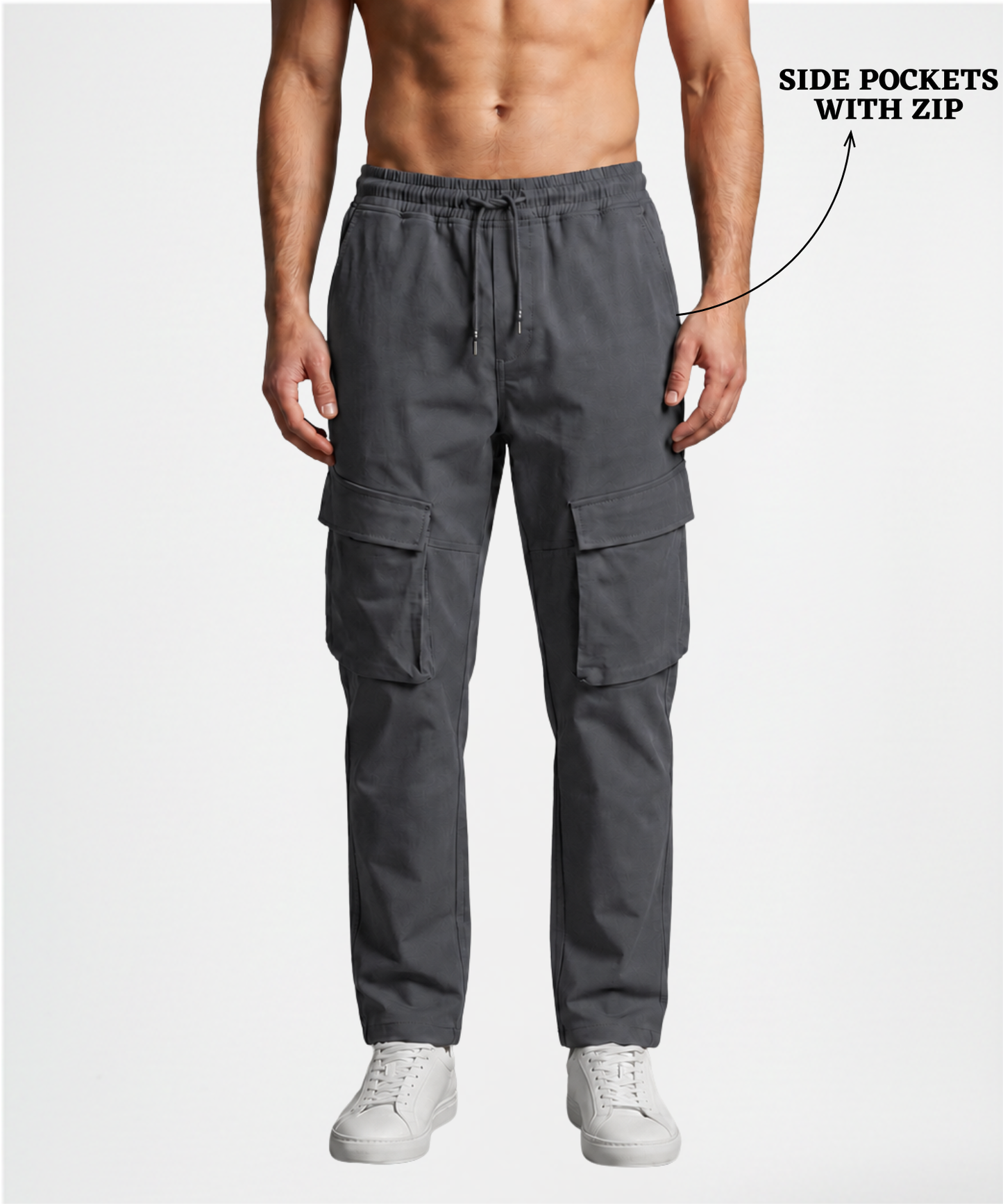 Men’s Premium Cotton Blend Lycra Comfort Fit Cargo Track Pants | 250 GSM | Multi-Pocket Casual Cargo