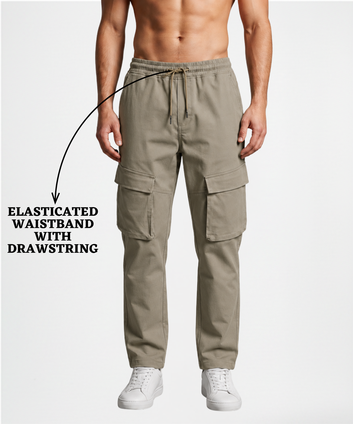 Men’s Premium Cotton Blend Lycra Comfort Fit Cargo Track Pants | 250 GSM | Multi-Pocket Casual Cargo