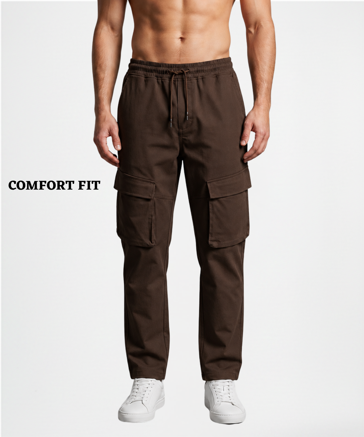 Men’s Premium Cotton Blend Lycra Comfort Fit Cargo Track Pants | 250 GSM | Multi-Pocket Casual Cargo