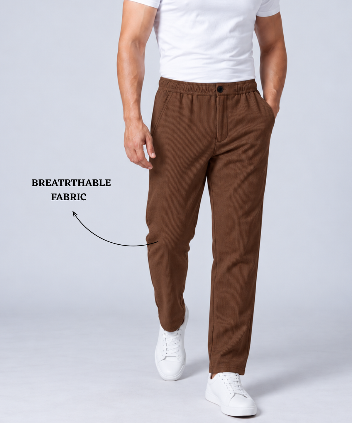 Denmonk Men's Imported Cotton Feel Lycra Casual Pant Styke With Button Closure | Comfort Fit