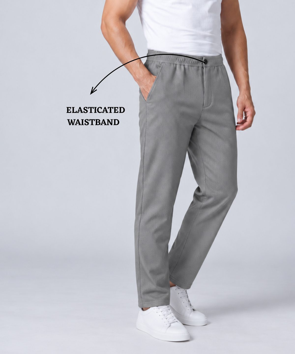 Denmonk Men's Imported Cotton Feel Lycra Casual Pant Styke With Button Closure | Comfort Fit