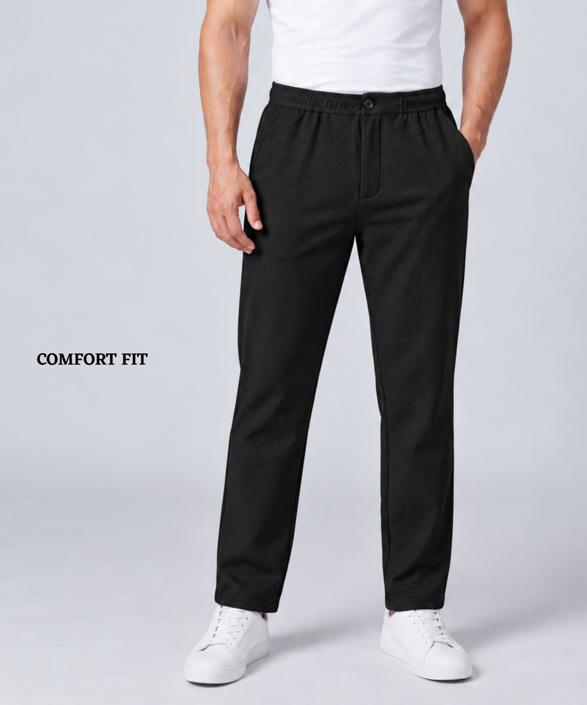 Denmonk Men's Imported Cotton Feel Lycra Casual Pant Styke With Button Closure | Comfort Fit