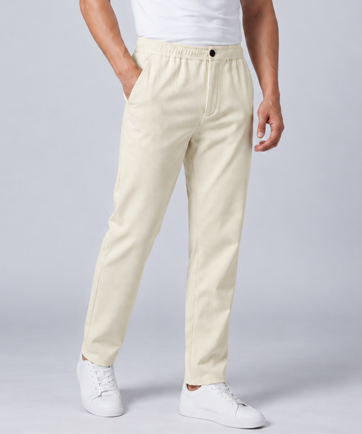 Denmonk Men's Imported Cotton Feel Lycra Casual Pant Styke With Button Closure | Comfort Fit
