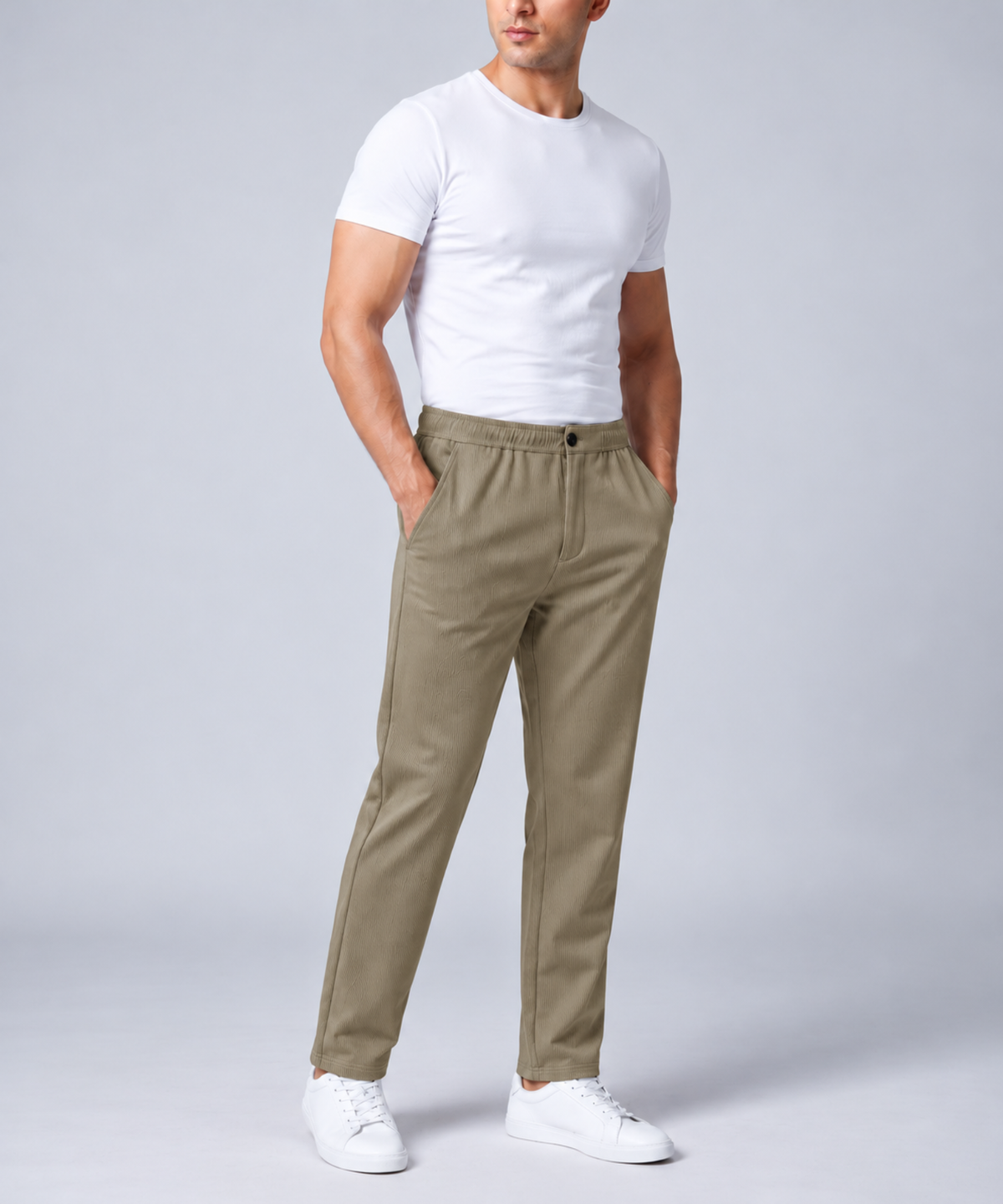 Denmonk Men's Imported Cotton Feel Lycra Casual Pant Styke With Button Closure | Comfort Fit