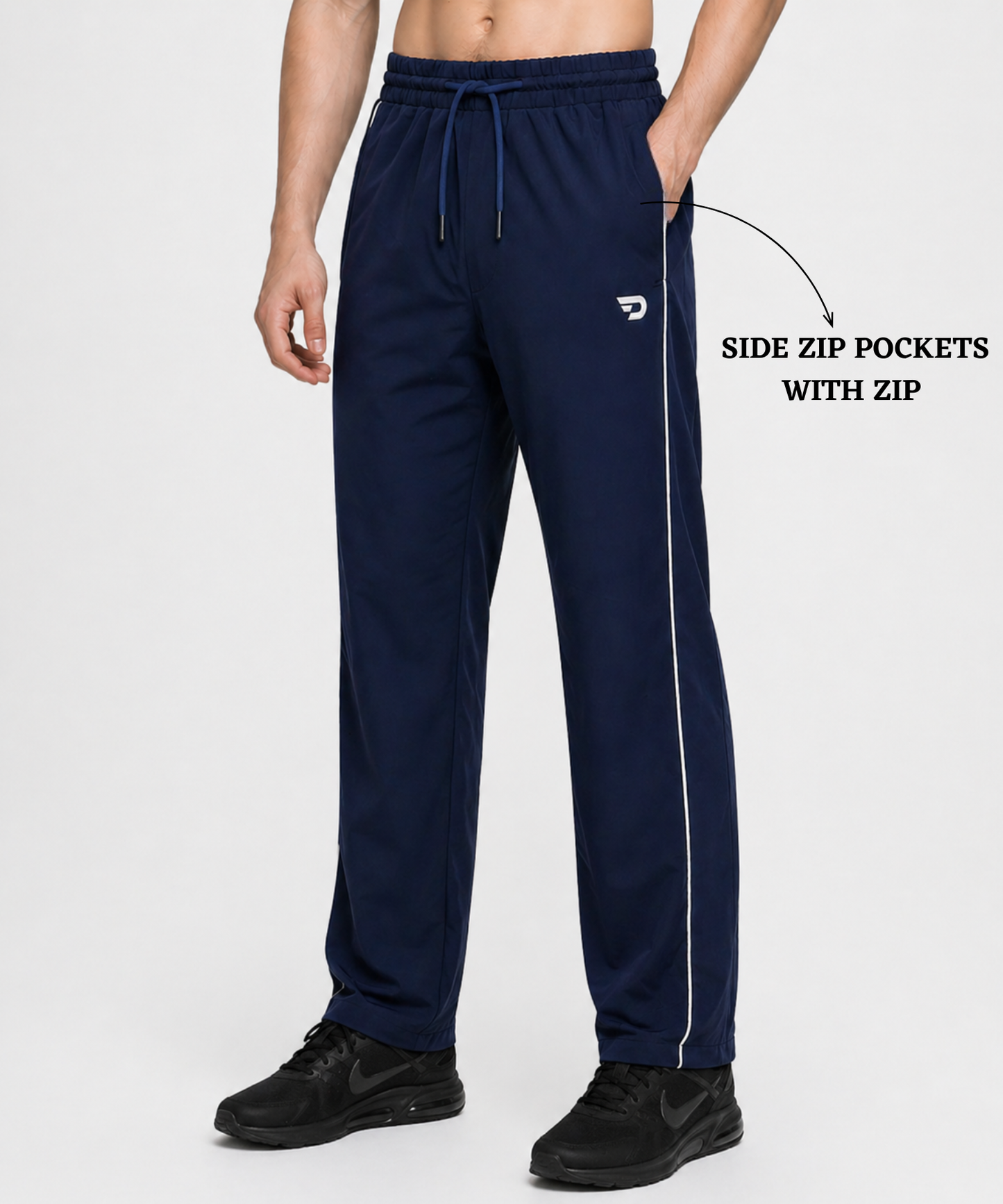Men’s Imported NS Terry Lycra Track Pants (180 GSM) – Straight Fit with Side Piping