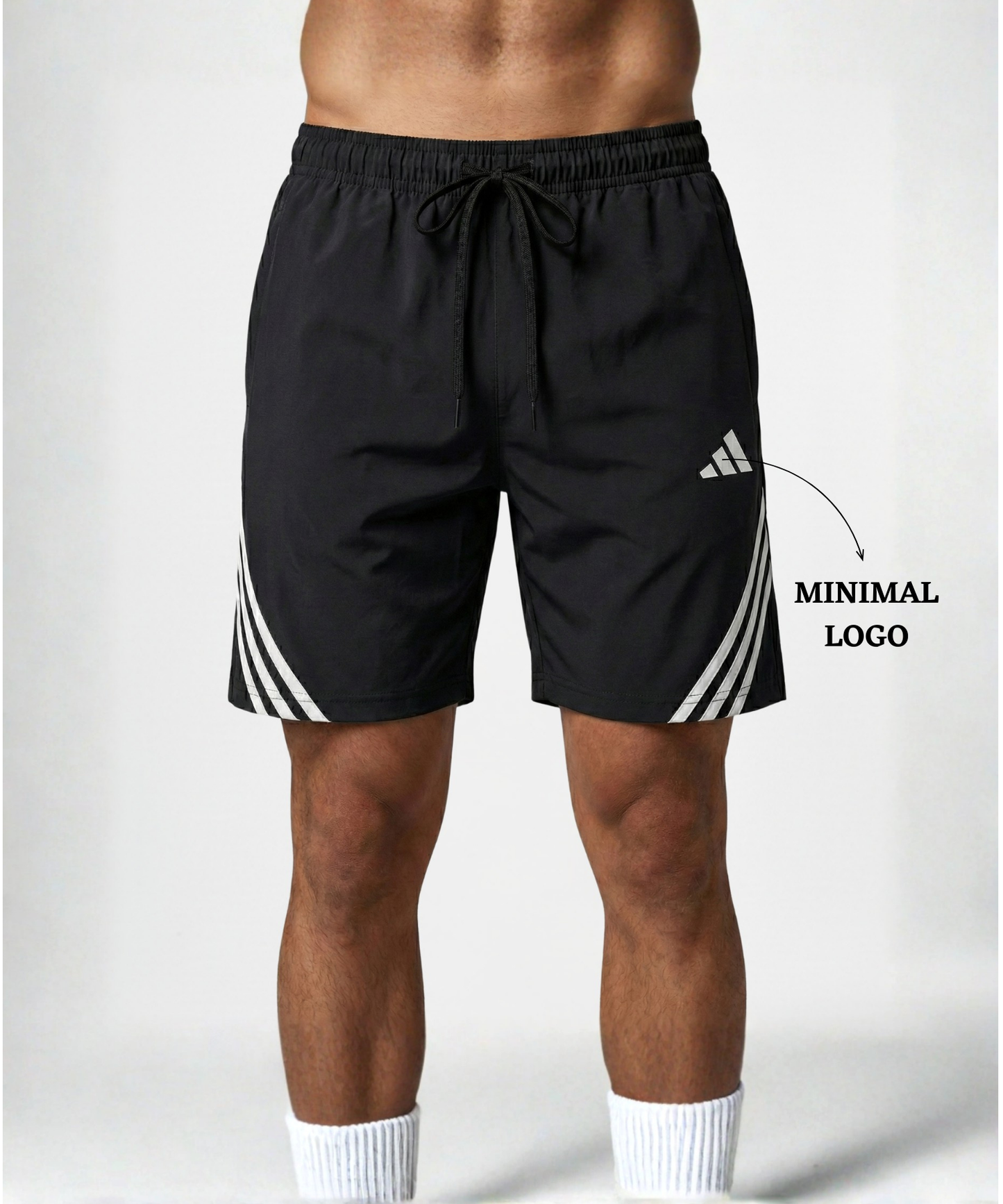 Imported Ns Parachute Lycra Shorts (15% Lycra 130 GSM) | Diagonal Triple Stripe