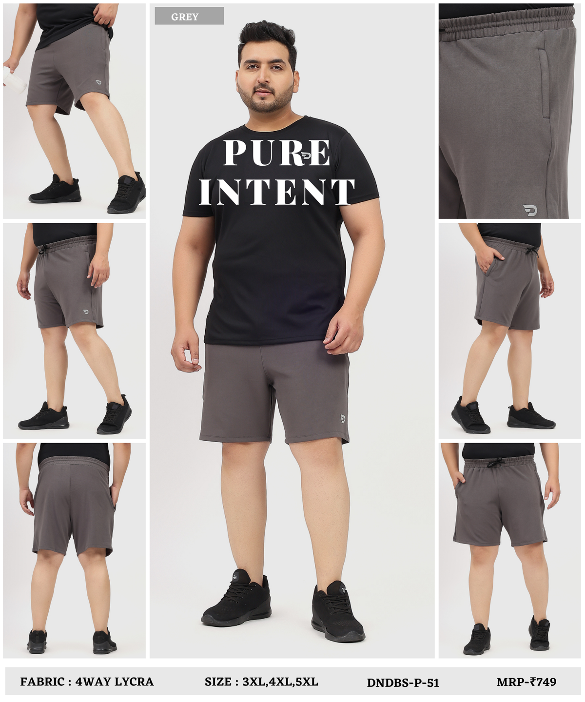 Maxmotion Shorts - Imported Dobby Lycra Plus Size Shorts | GSM 250 | Regular Fit