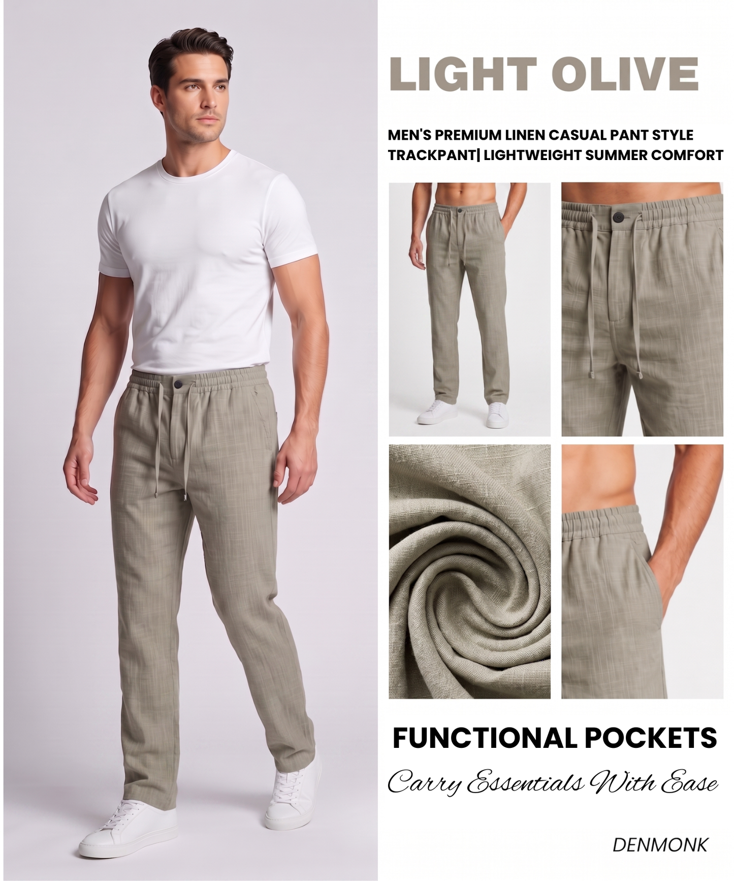 Men's Premium Linen Casual Pant | Perfect Casual Collection | Lightweight Comfort Fit