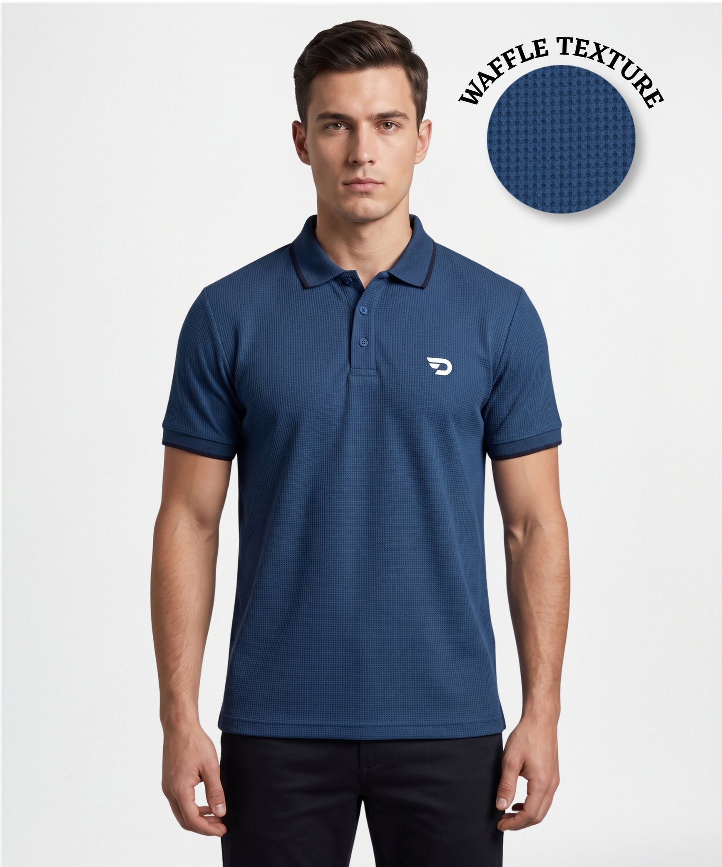 Men’s Premium Waffle Texture Polo T-Shirt – Lycra Stretch | 180 GSM | Regular Fit
