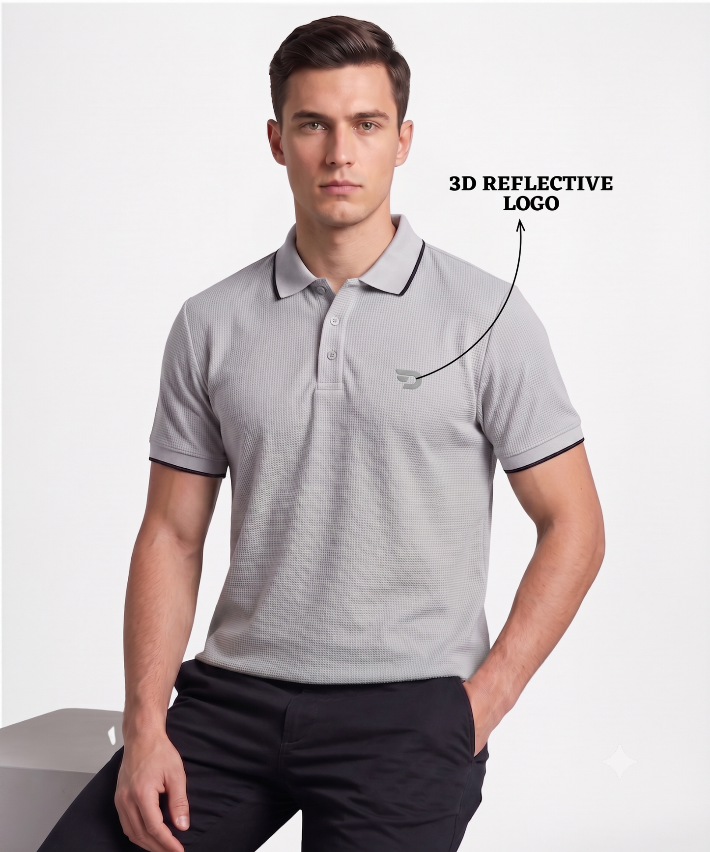 Men’s Premium Waffle Texture Polo T-Shirt – Lycra Stretch | 180 GSM | Regular Fit