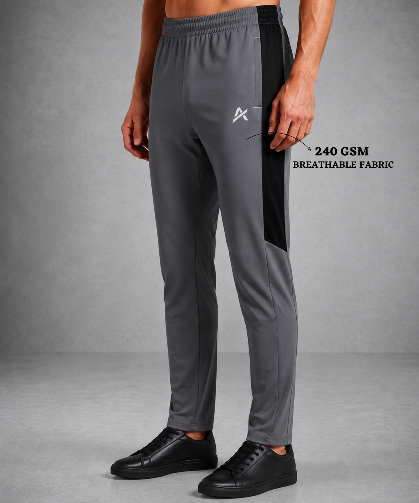 Athvix Activewear 4-Way Lycra Track Pants with Contrast Side Panel (240 GSM) – Stretch Fit & Premium Comfort