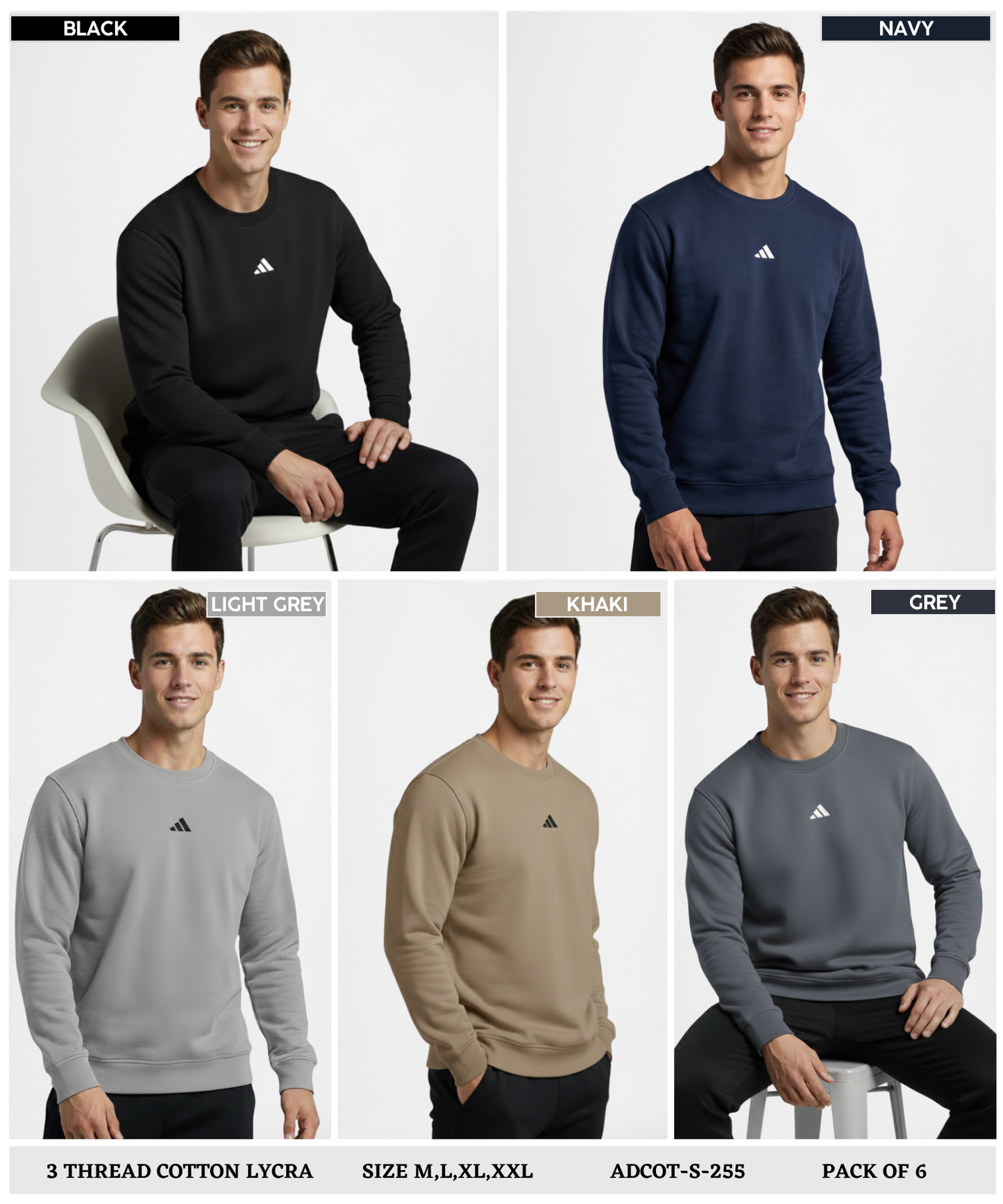 Premium Quality 3 Thread Cotton Lycra Sweatshirt (GSM 350)