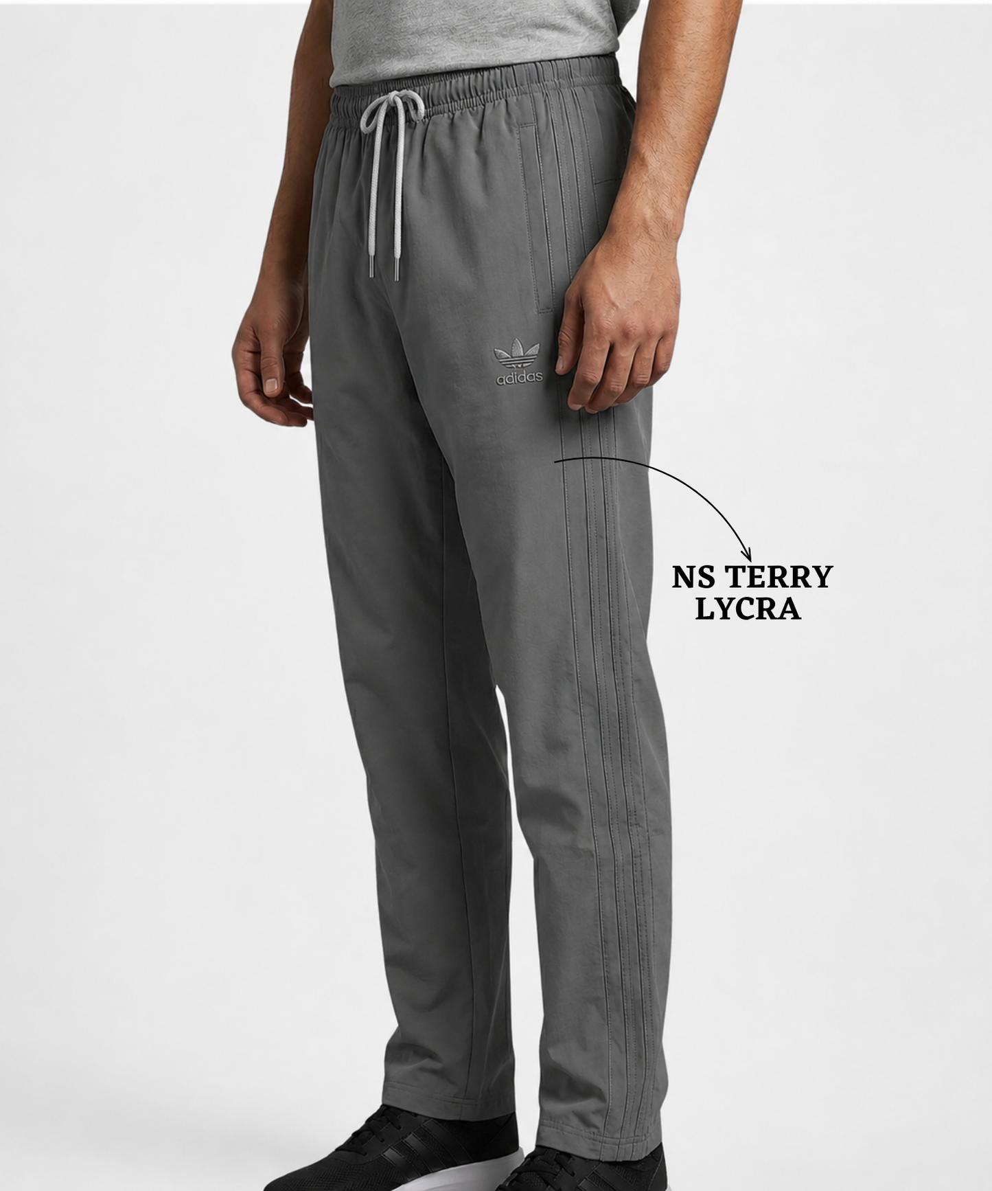 Imported Ns Terry Lycra Trackpant (GSM 180-190)| 3 Strip Design with Same Color