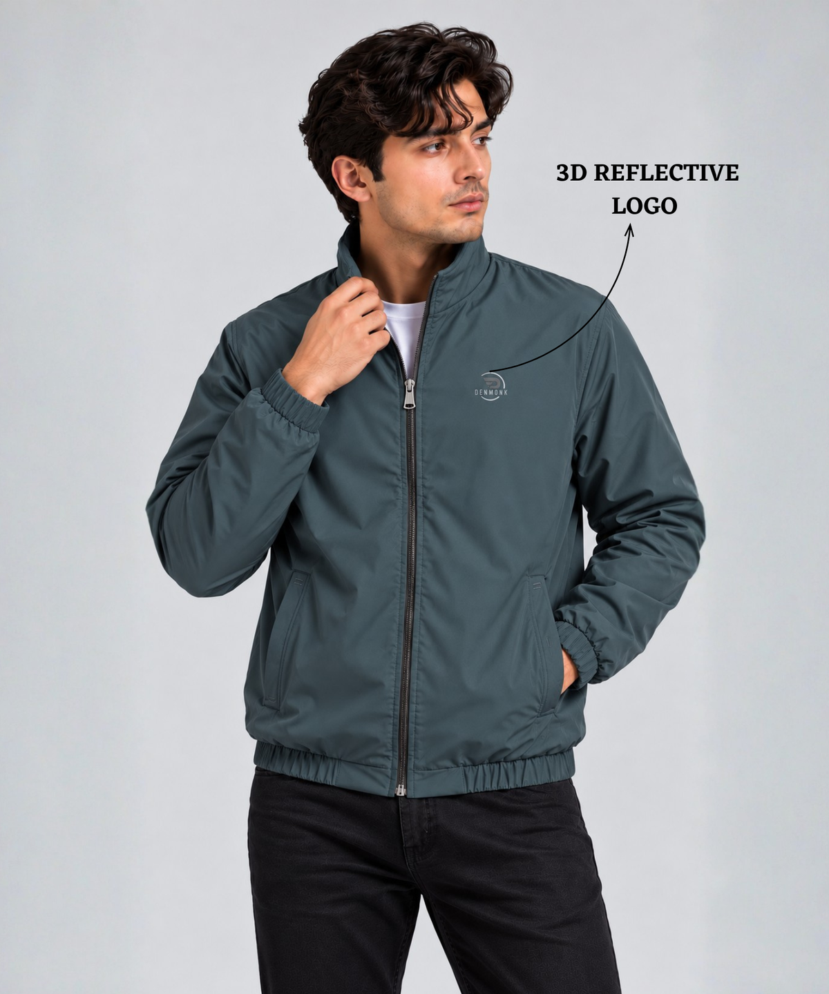 Denmonk Men’s T-400 Jacket | Mock Collar | Full Zip |  350 GSM | Regular Fit
