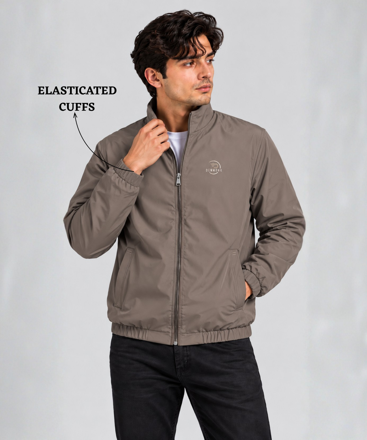 Denmonk Men’s T-400 Jacket | Mock Collar | Full Zip |  350 GSM | Regular Fit