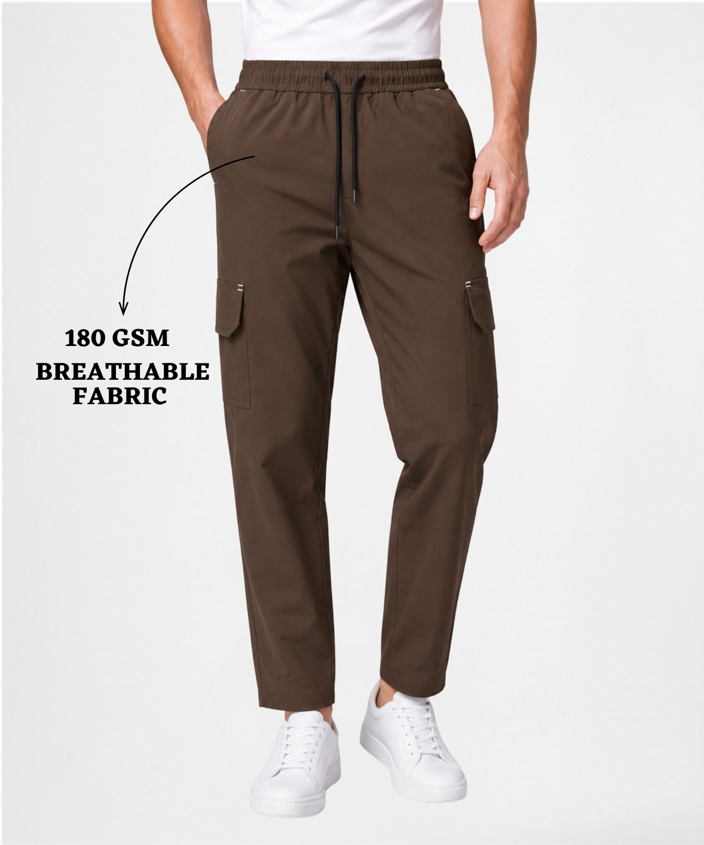 Imported Omega Terry Lycra Men's Cargo Track Pants | Comfort Fit | 180 GSM | Side Pocket Joggers