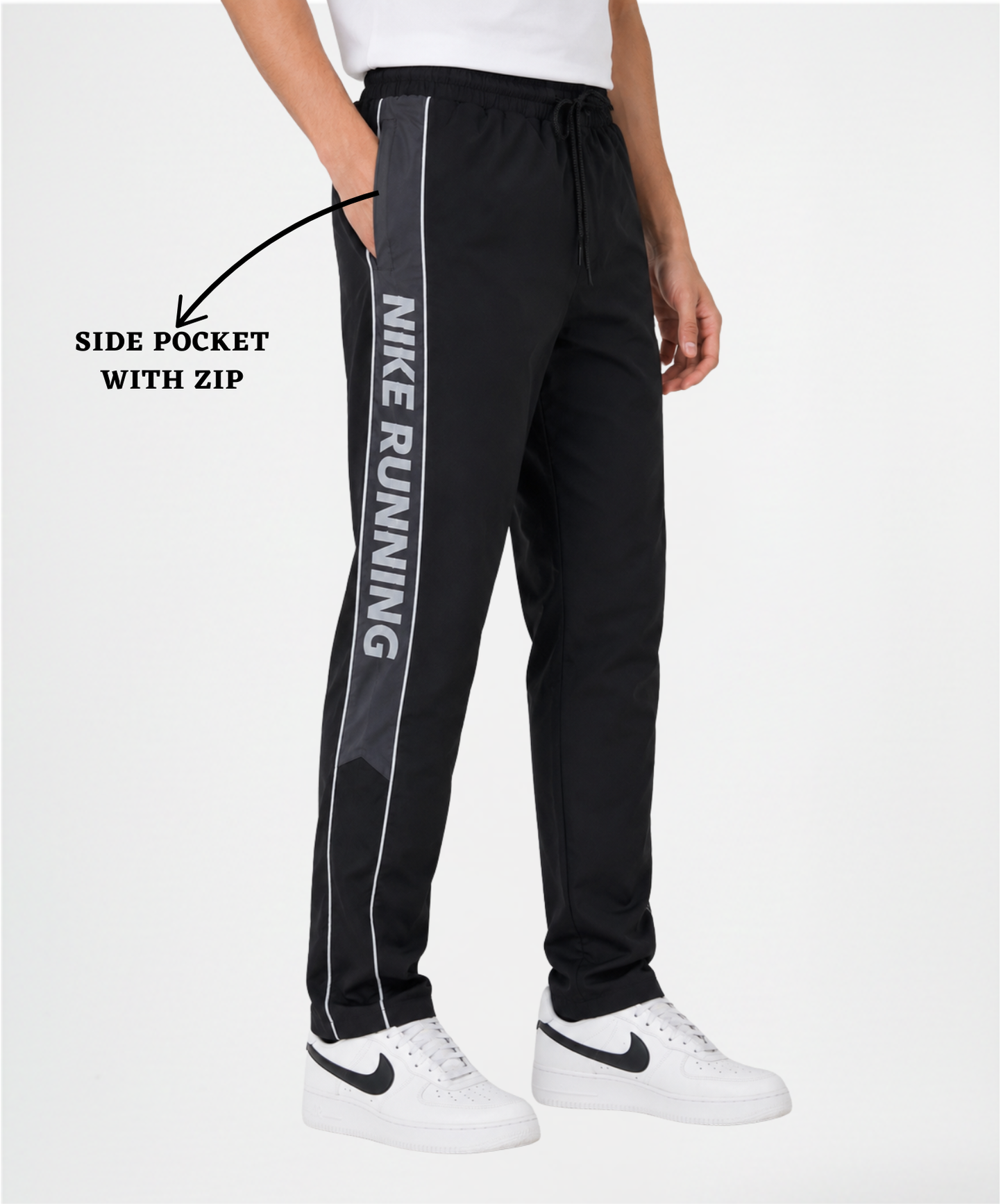 Imported Ns Parachute Lycra TrackPant(15% Lycra 145 GSM)| Side Contrast Panel Piping Design