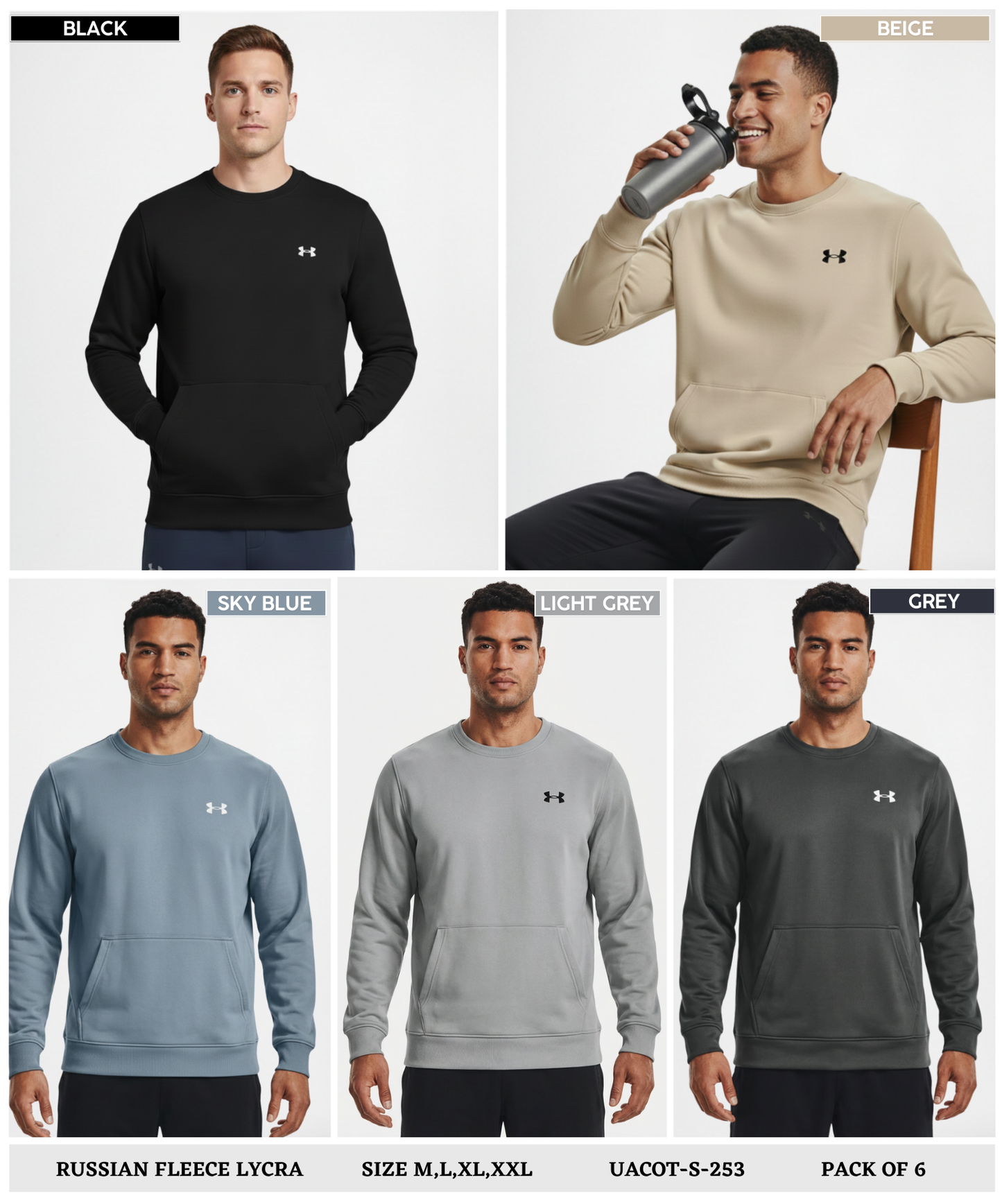 Imported Russian Fleece Lycra SweatShirts (GSM 350)