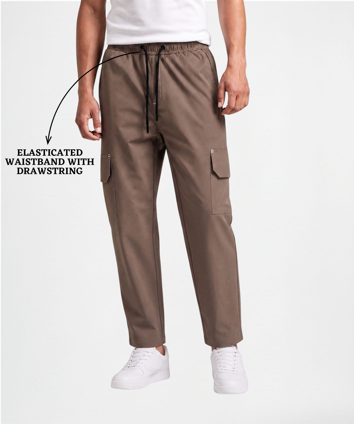 Imported Omega Terry Lycra Men's Cargo Track Pants | Comfort Fit | 180 GSM | Side Pocket Joggers