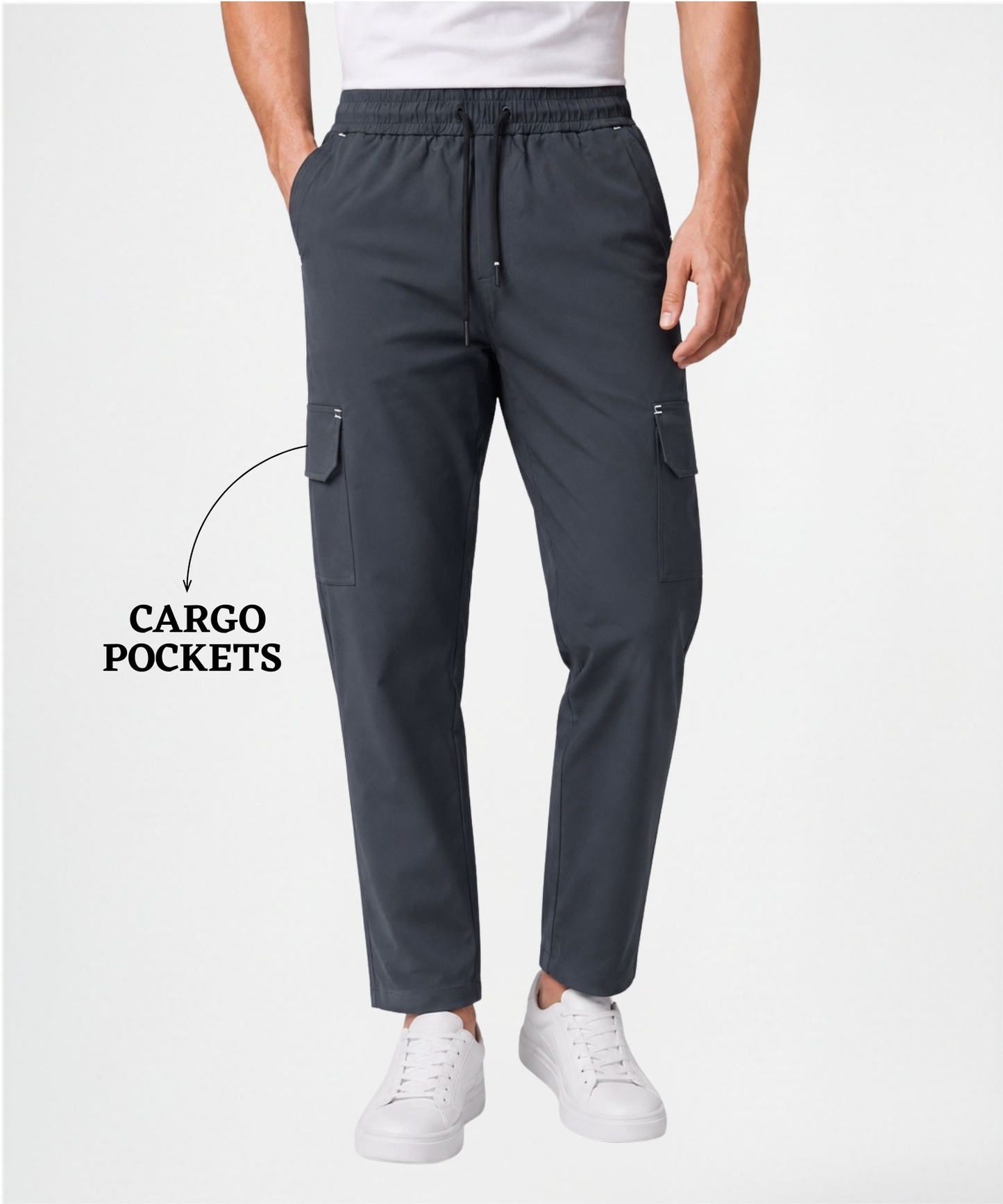 Imported Omega Terry Lycra Men's Cargo Track Pants | Comfort Fit | 180 GSM | Side Pocket Joggers