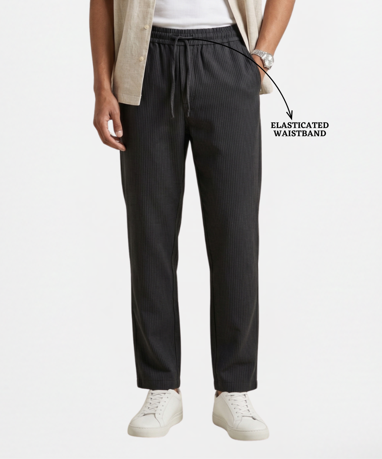 Men’s Premium Cotton Blend Casual Trackpants – Soft Comfort Fit with Textured Style