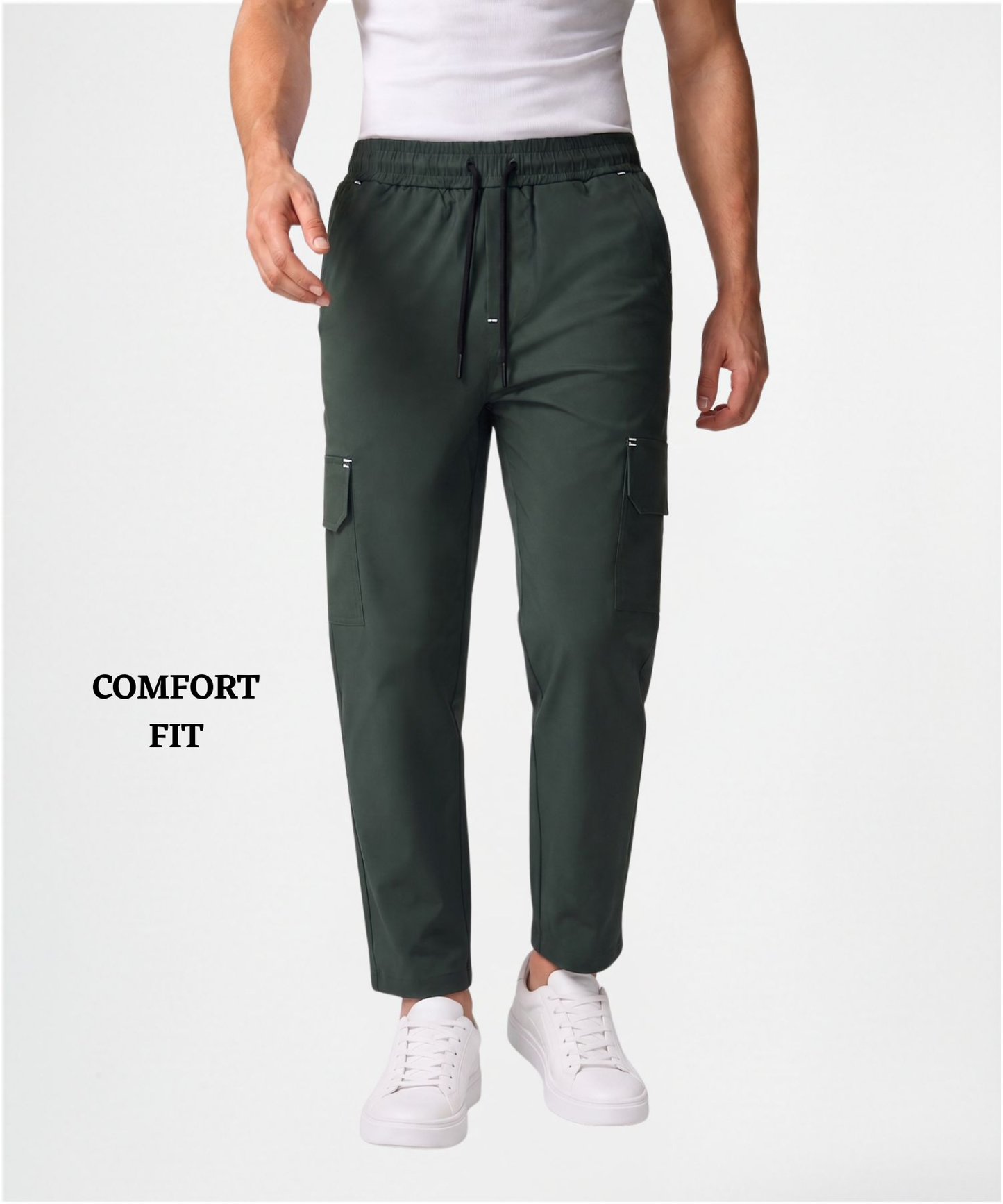 Imported Omega Terry Lycra Men's Cargo Track Pants | Comfort Fit | 180 GSM | Side Pocket Joggers