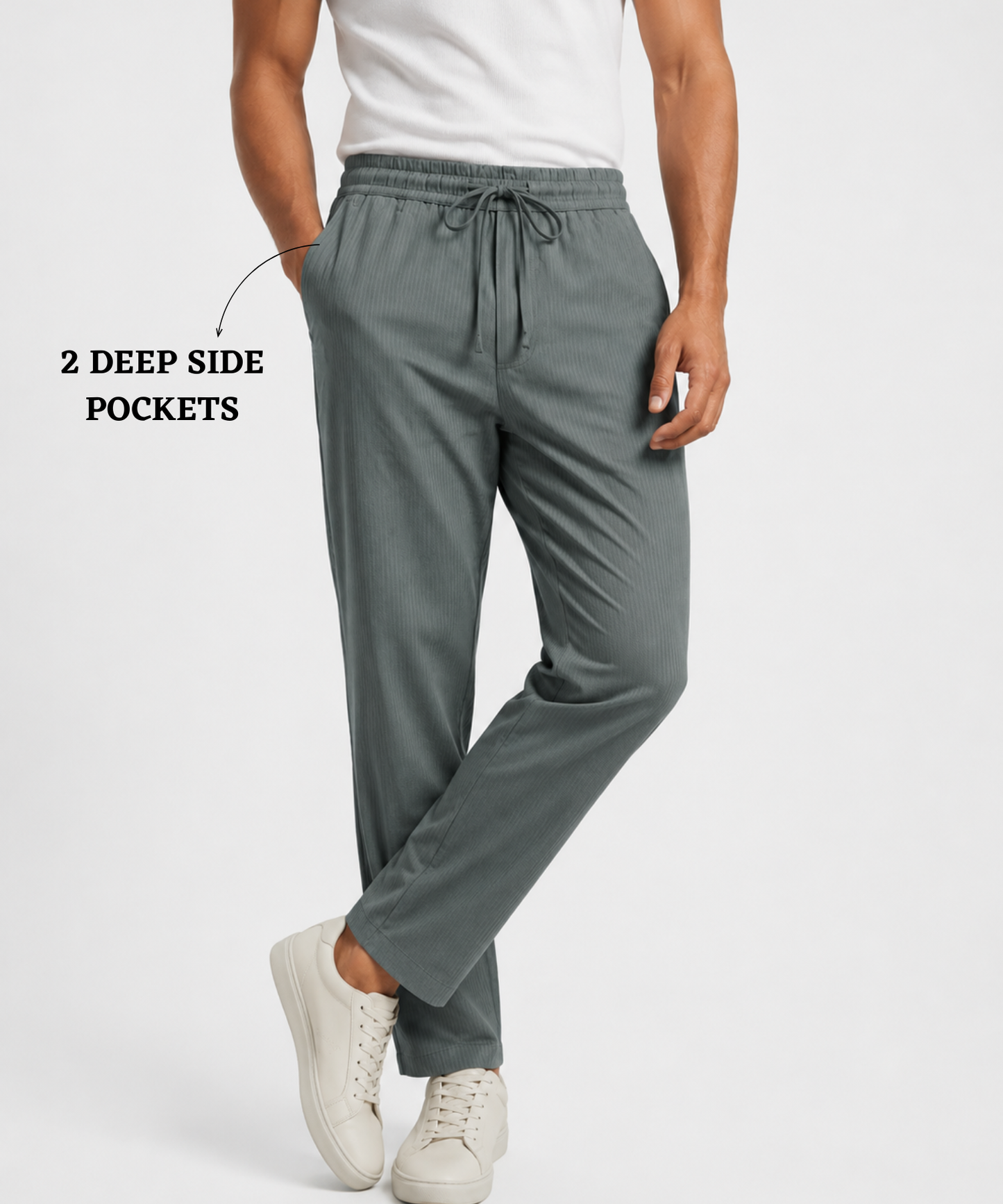 Men’s Premium Cotton Blend Casual Trackpants – Soft Comfort Fit with Textured Style