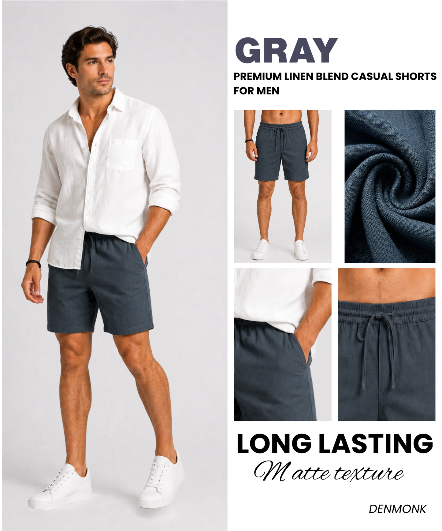 Men’s Imported Linen Blend Shorts – Soft Breathable 210 GSM Relaxed Modern Fit
