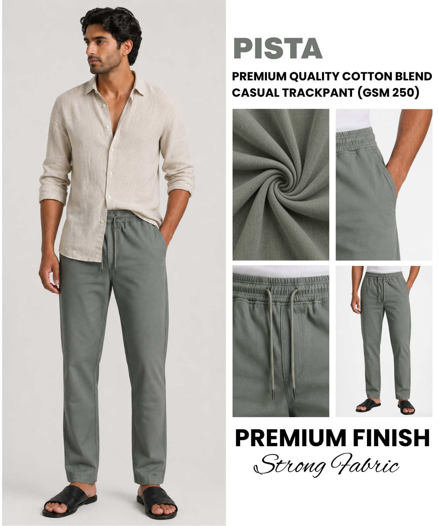 Men's Premium Cotton Blend Lycra Track Pants | 250 GSM | Casual Trackpants | Comfort Fit