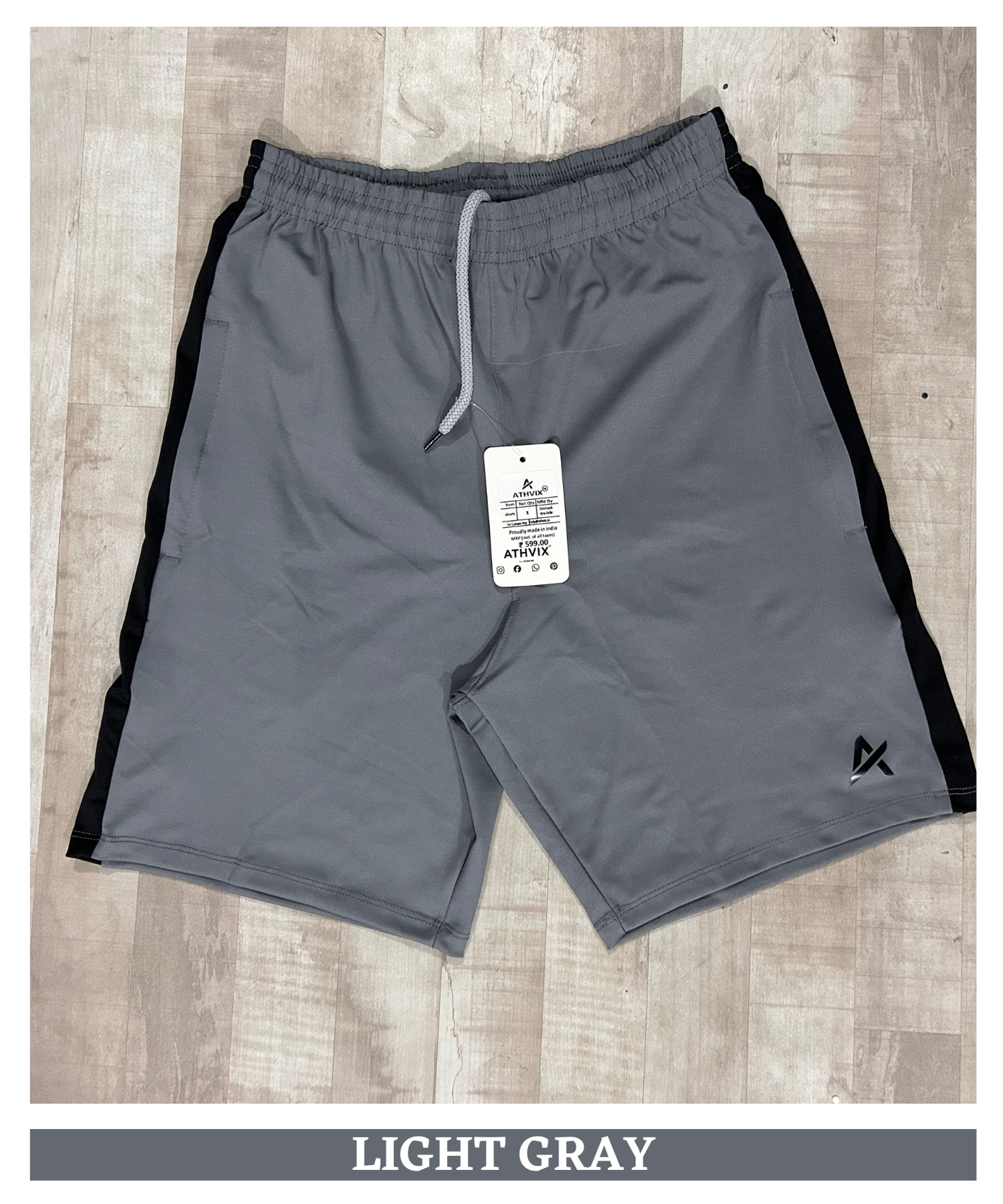 Men’s Premium 4-Way Lycra Shorts (250 GSM) with Side Contrast | Athvix Active Wear By Denmonk