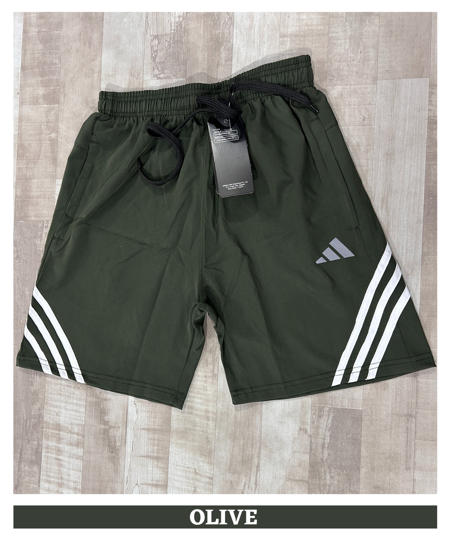 Imported Ns Parachute Lycra Shorts (15% Lycra 130 GSM) | Diagonal Triple Stripe