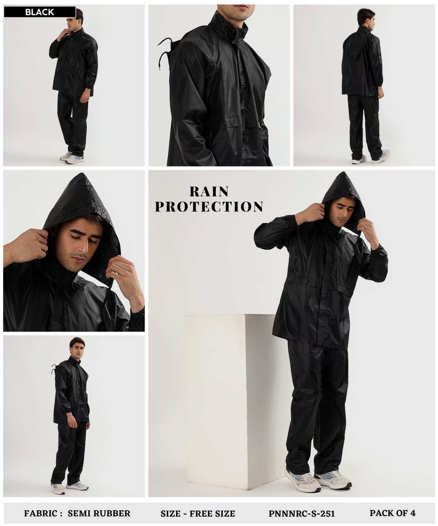 Men’s Semi-Rubber Rain Suit – Free Size