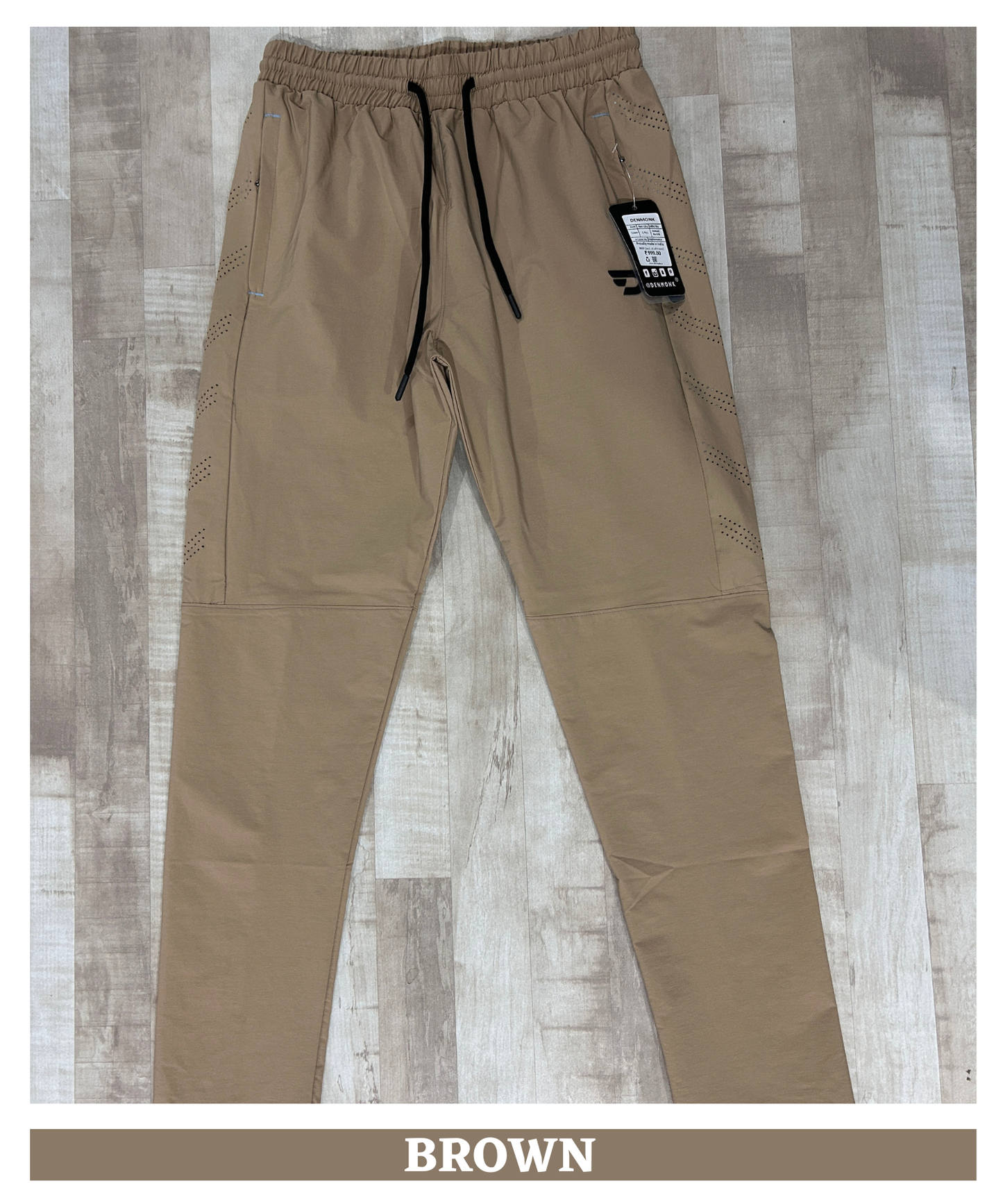 Imported Nylon Crush Lycra Trackpant – 180 GSM  Stylish Laser Cut Patch Design
