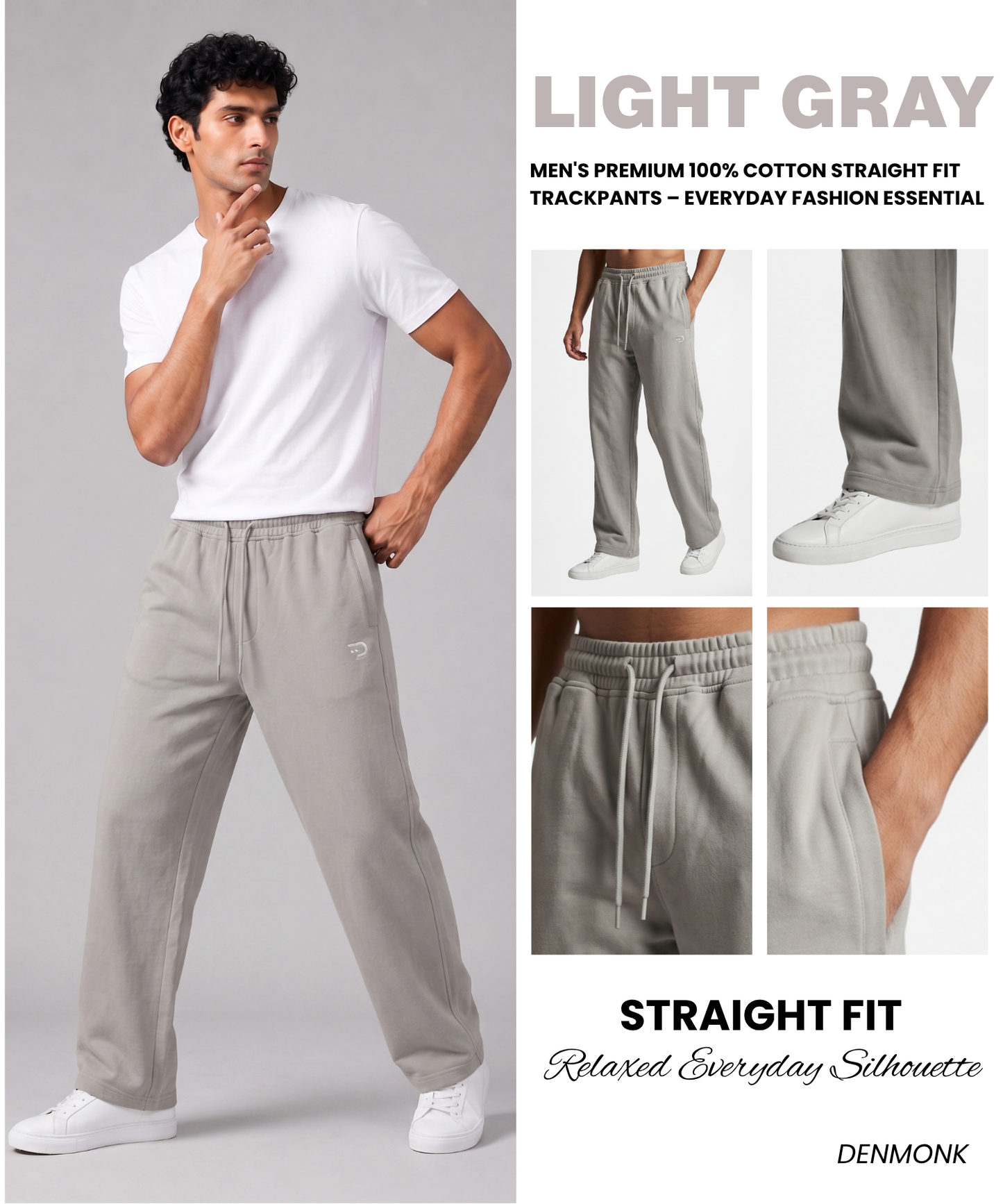 Men's Premium 100% Cotton Straight Fit Trackpants – Everyday Fashion Essential | GSM 250