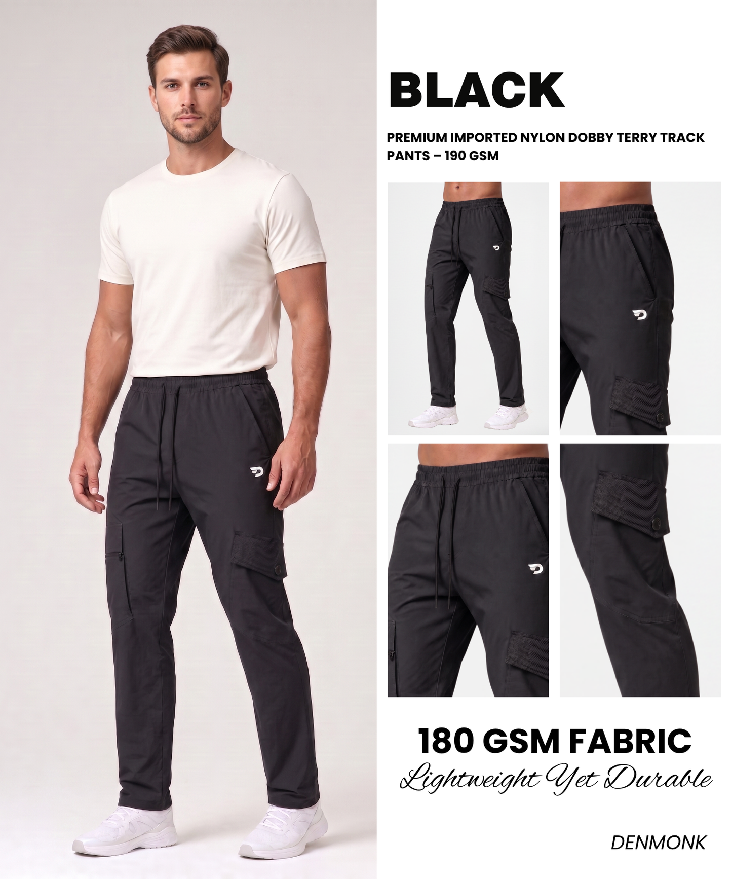 Premium Imported Nylon Dobby Terry Casual Track Pants | 190 GSM | Comfort Fit