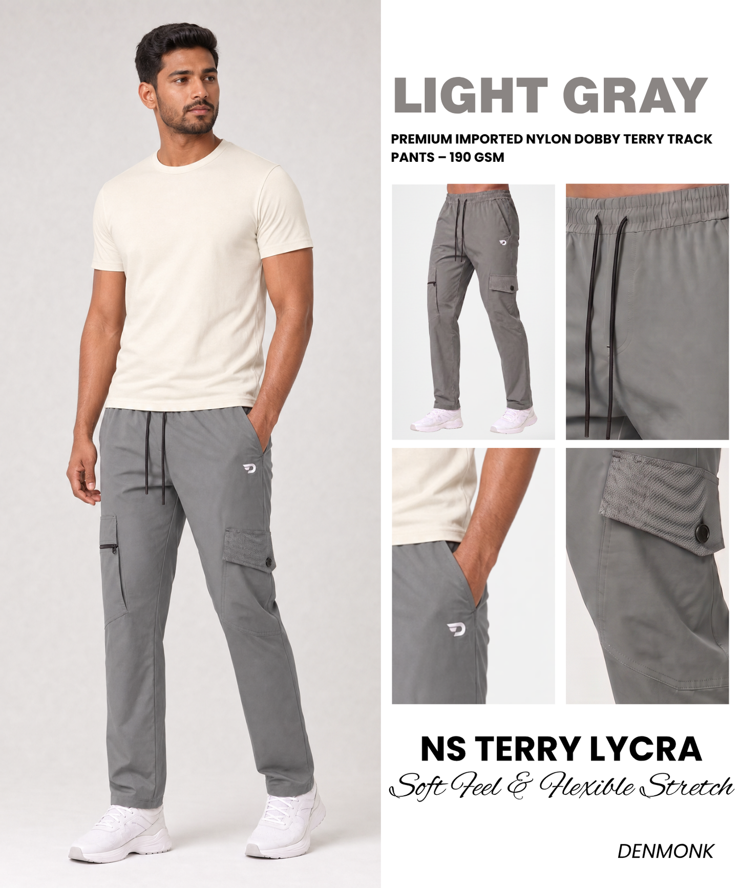 Premium Imported Nylon Dobby Terry Casual Track Pants | 190 GSM | Comfort Fit