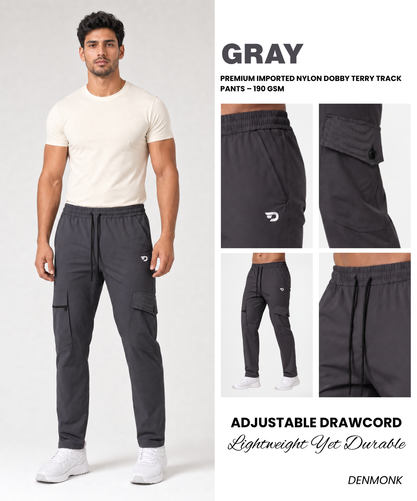 Premium Imported Nylon Dobby Terry Casual Track Pants | 190 GSM | Comfort Fit
