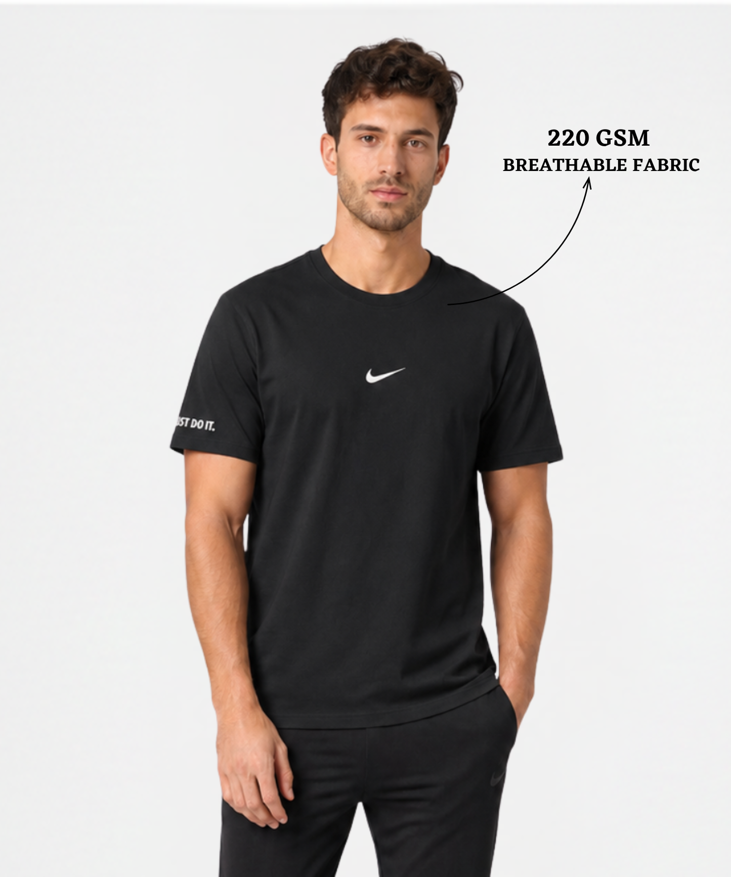 Men’s Premium Cotton Blend Regular Fit T-Shirt – 220 GSM| Embroidery Logo