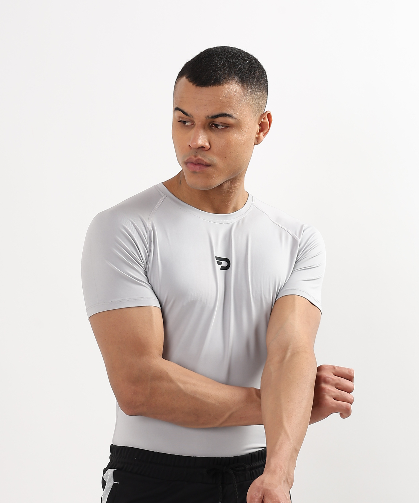 ActiveWear – Imported 4-way Lycra | 180 GSM | Raglan Sleeves | Round Neck | 6 Thread Stitching | 3D Logo | Compression T-shirt