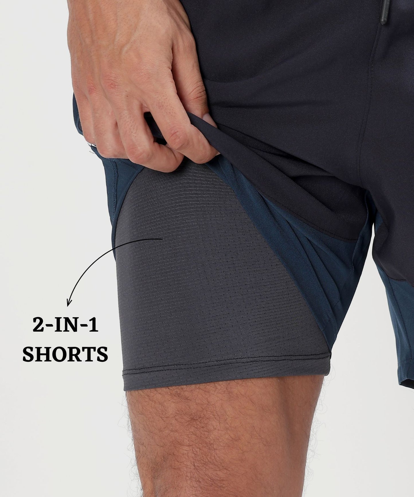 2-in-1 Colorblock Training Shorts - Imported Ns Parachute Lycra Shorts (15% Lycra 130)