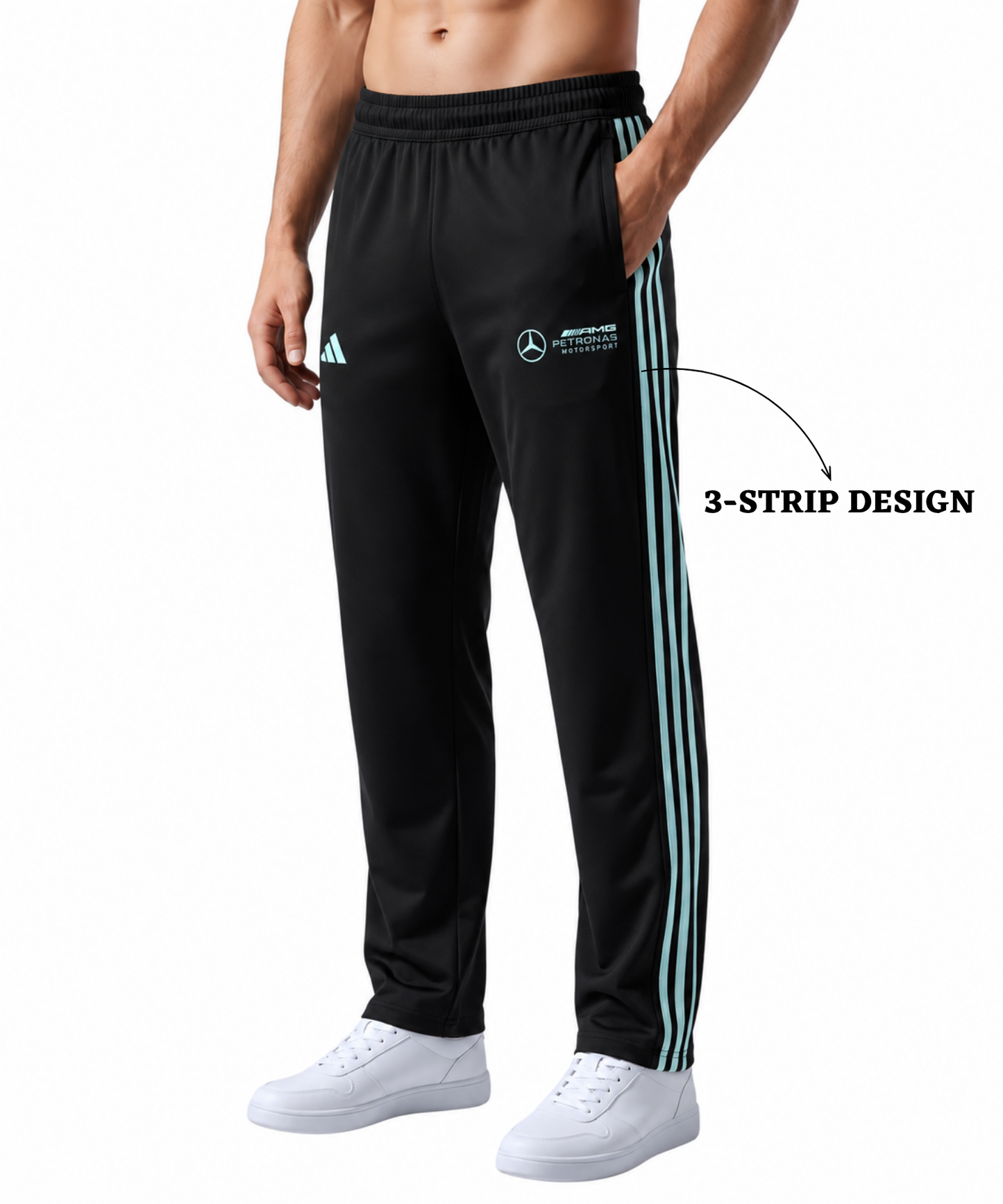 Imported Ns Terry Lycra TrackPant | GSM 180-190 | Regular Fit | Three Strip Design With Dual Embroidery Logo