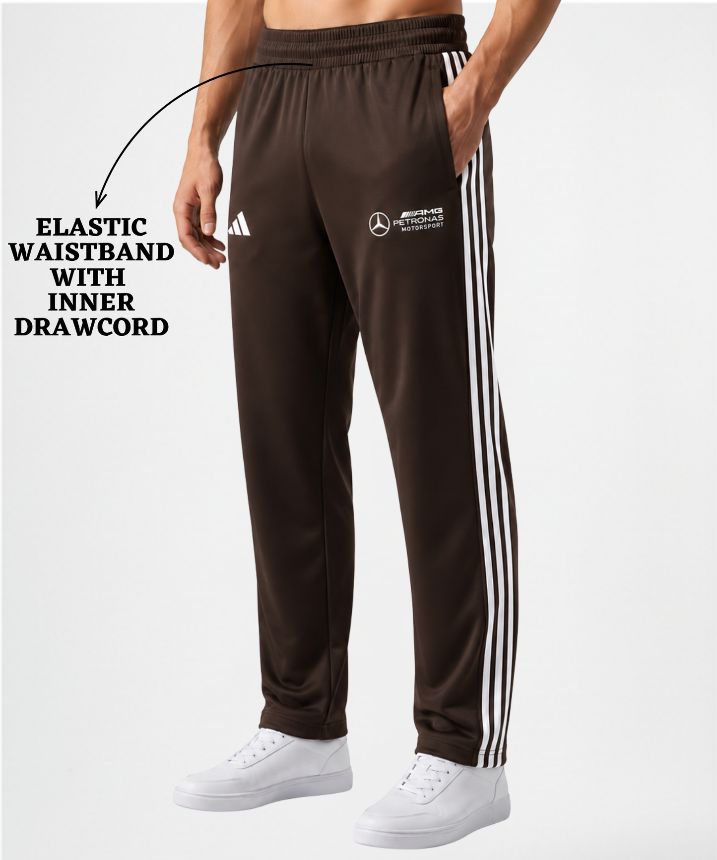 Imported Ns Terry Lycra TrackPant | GSM 180-190 | Regular Fit | Three Strip Design With Dual Embroidery Logo