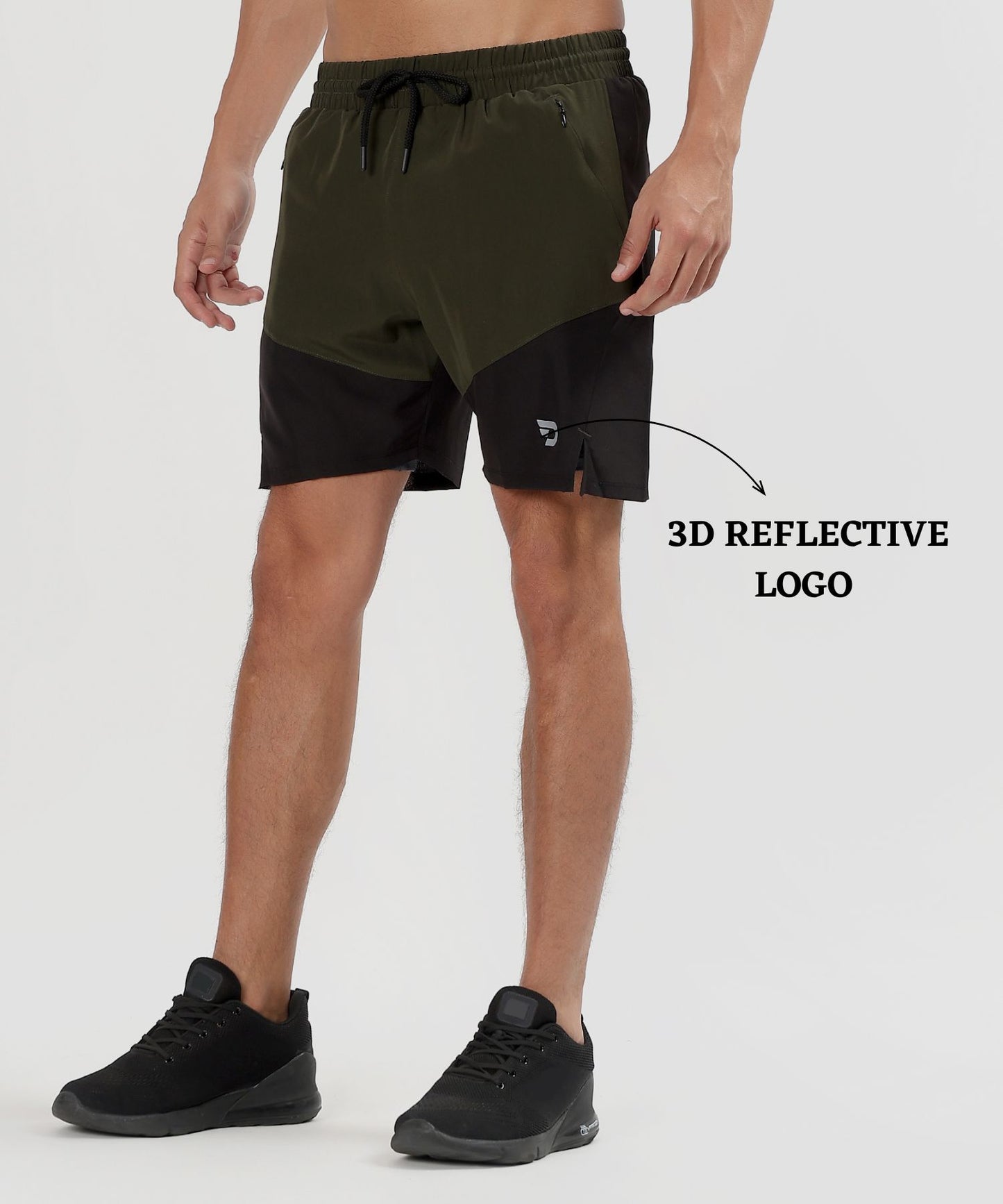 2-in-1 Colorblock Training Shorts - Imported Ns Parachute Lycra Shorts (15% Lycra 130)